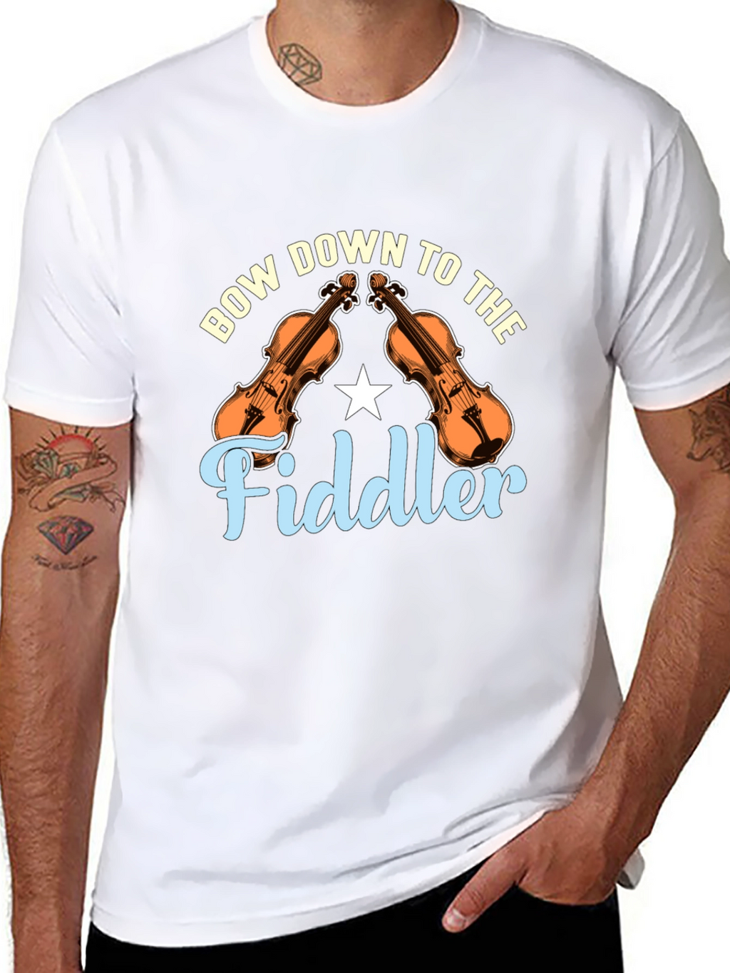 Bow Down to the Fiddler Black T-Shirt