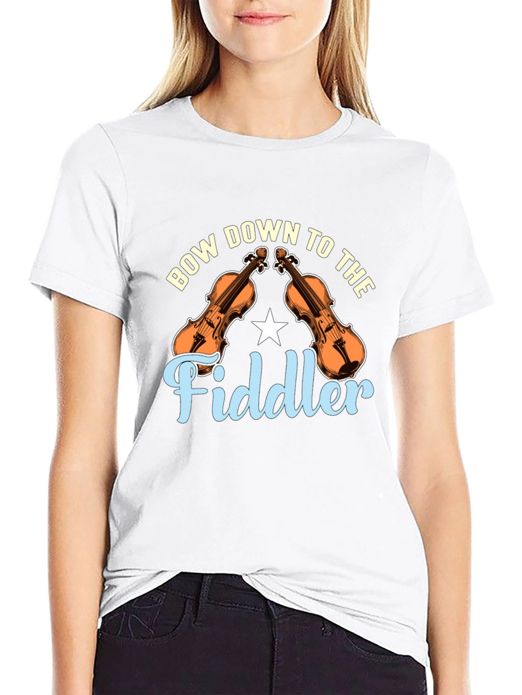 Bow Down to the Fiddler Black T-Shirt