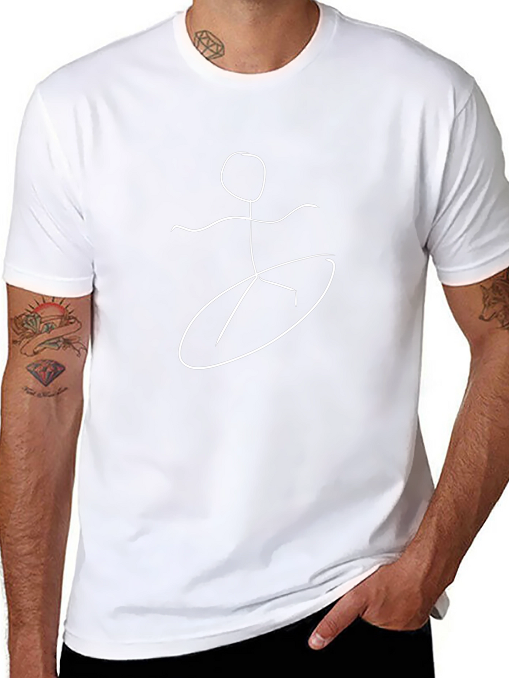 Surfer Stick Figure Graphic Tee - Cool Black T-Shirt