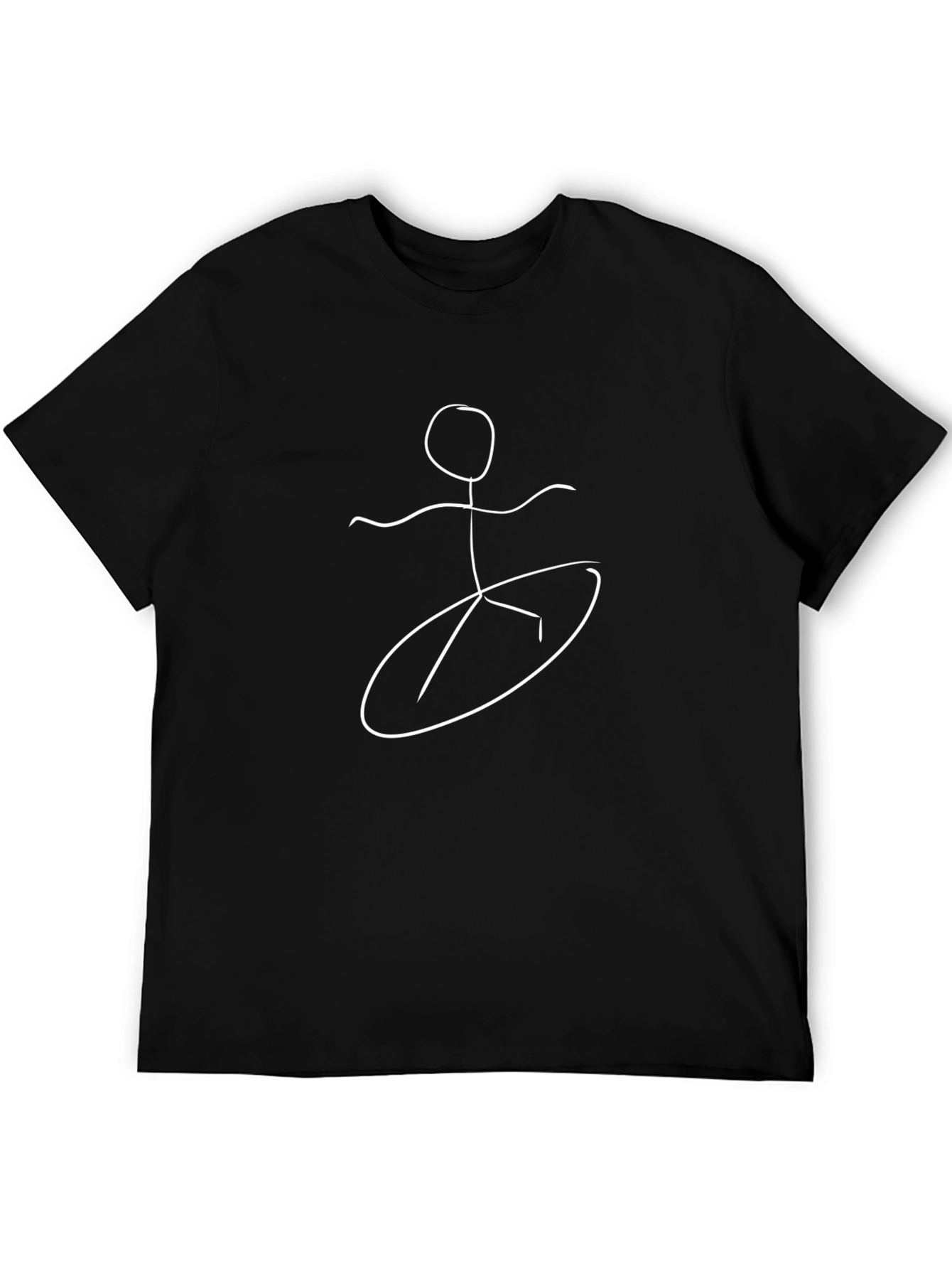 Surfer Stick Figure Graphic Tee - Cool Black T-Shirt