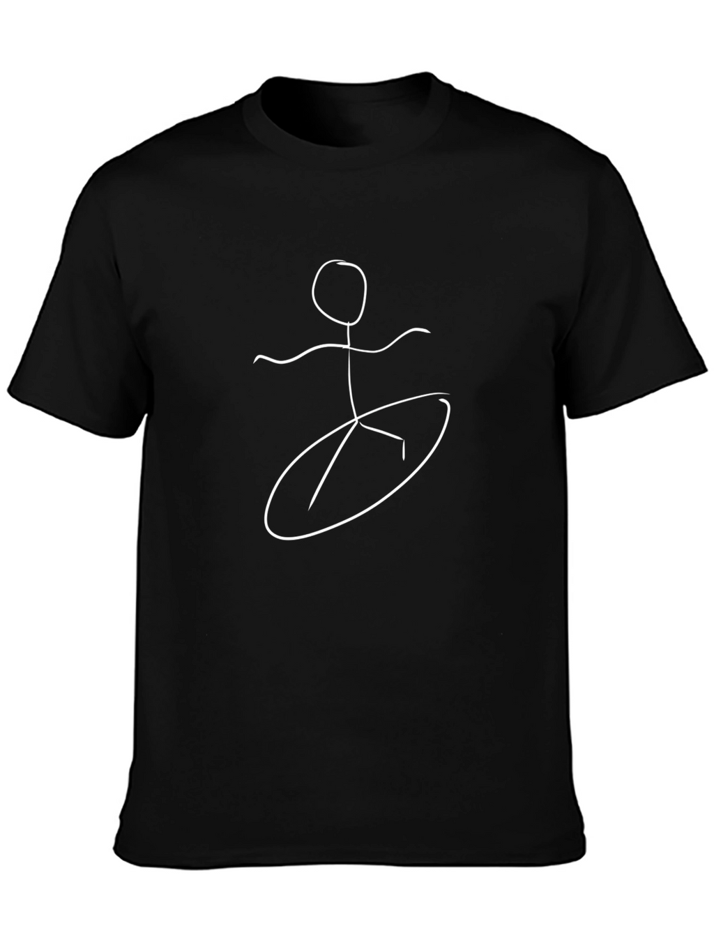 Surfer Stick Figure Graphic Tee - Cool Black T-Shirt