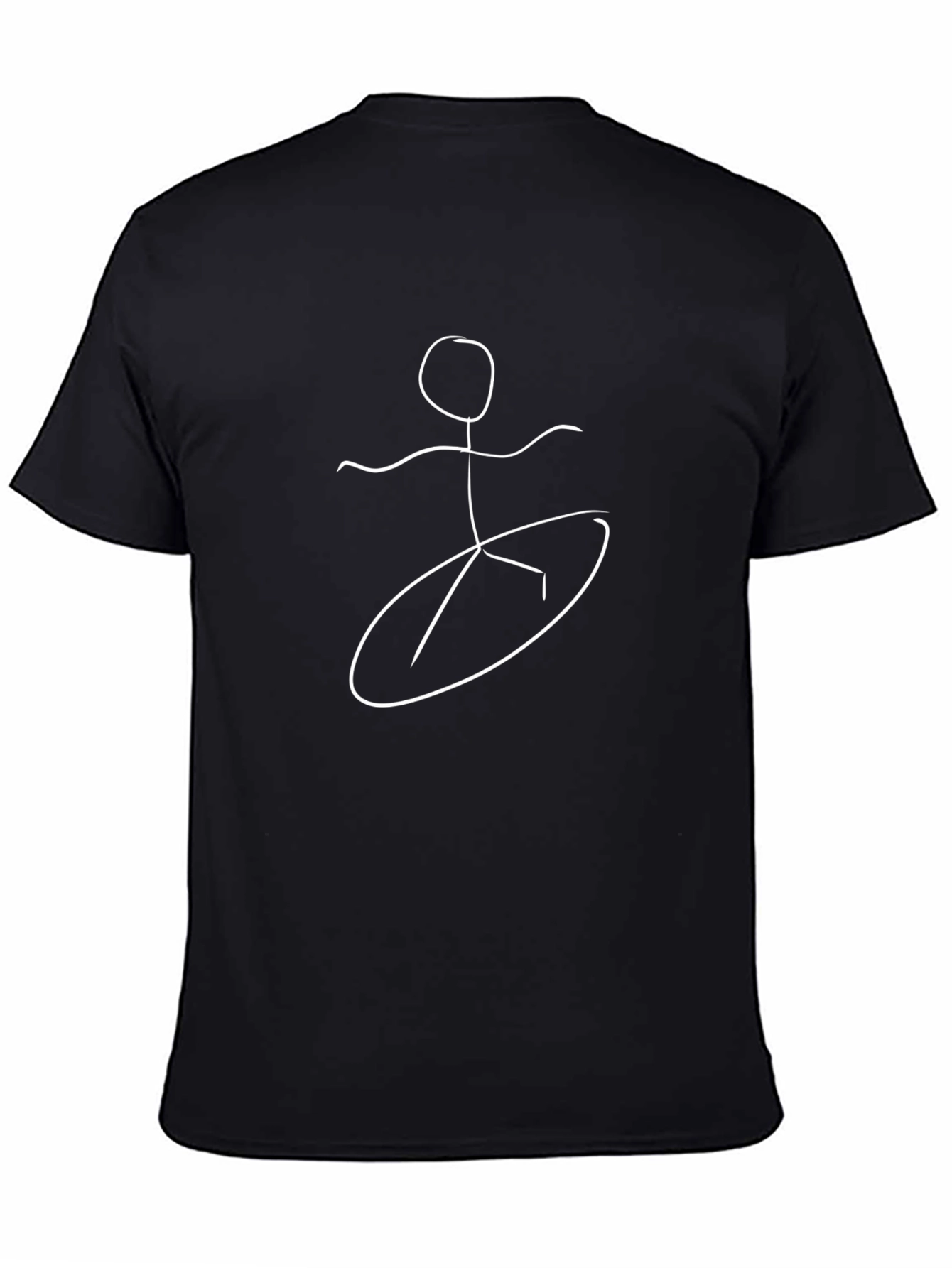 Surfer Stick Figure Graphic Tee - Cool Black T-Shirt