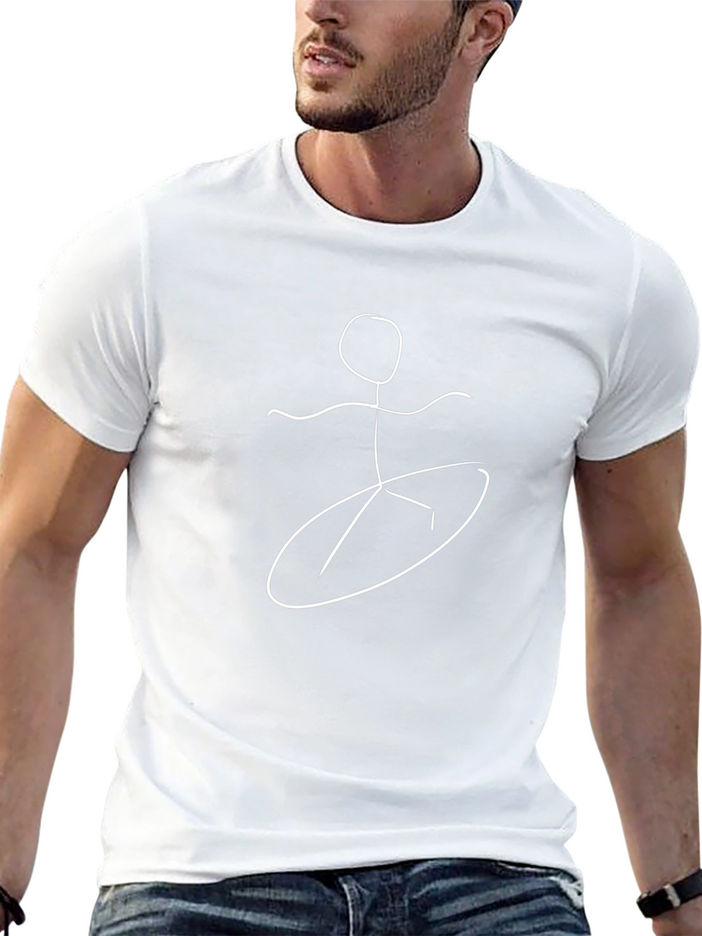 Surfer Stick Figure Graphic Tee - Cool Black T-Shirt