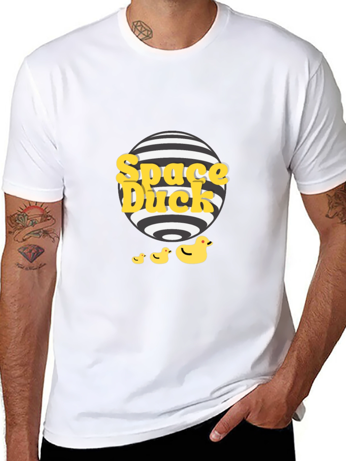 Space Duck Graphic Tee - Quirky Black T-Shirt