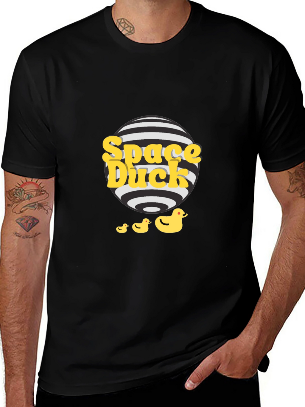 Space Duck Graphic Tee - Quirky Black T-Shirt