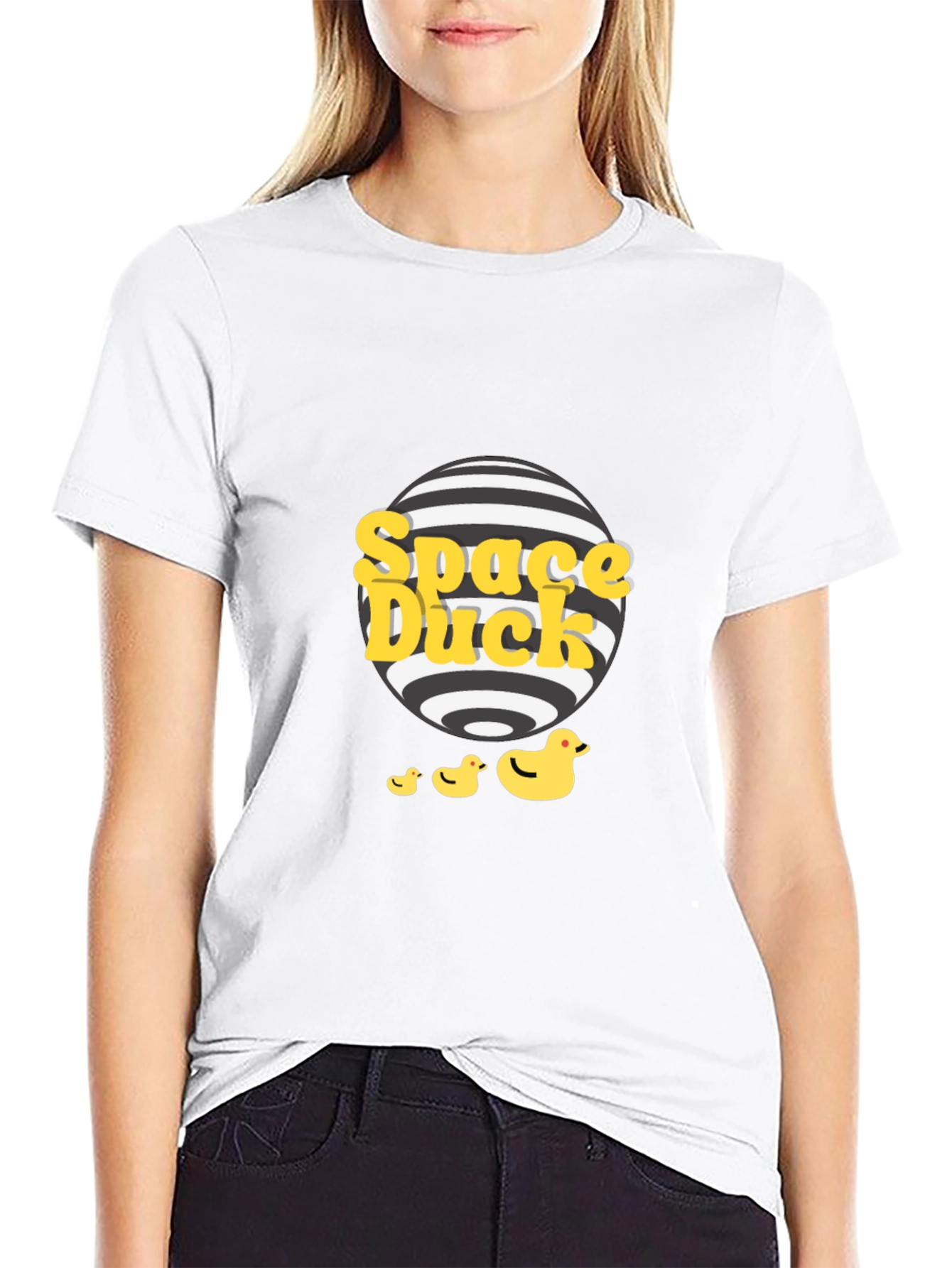 Space Duck Graphic Tee - Quirky Black T-Shirt