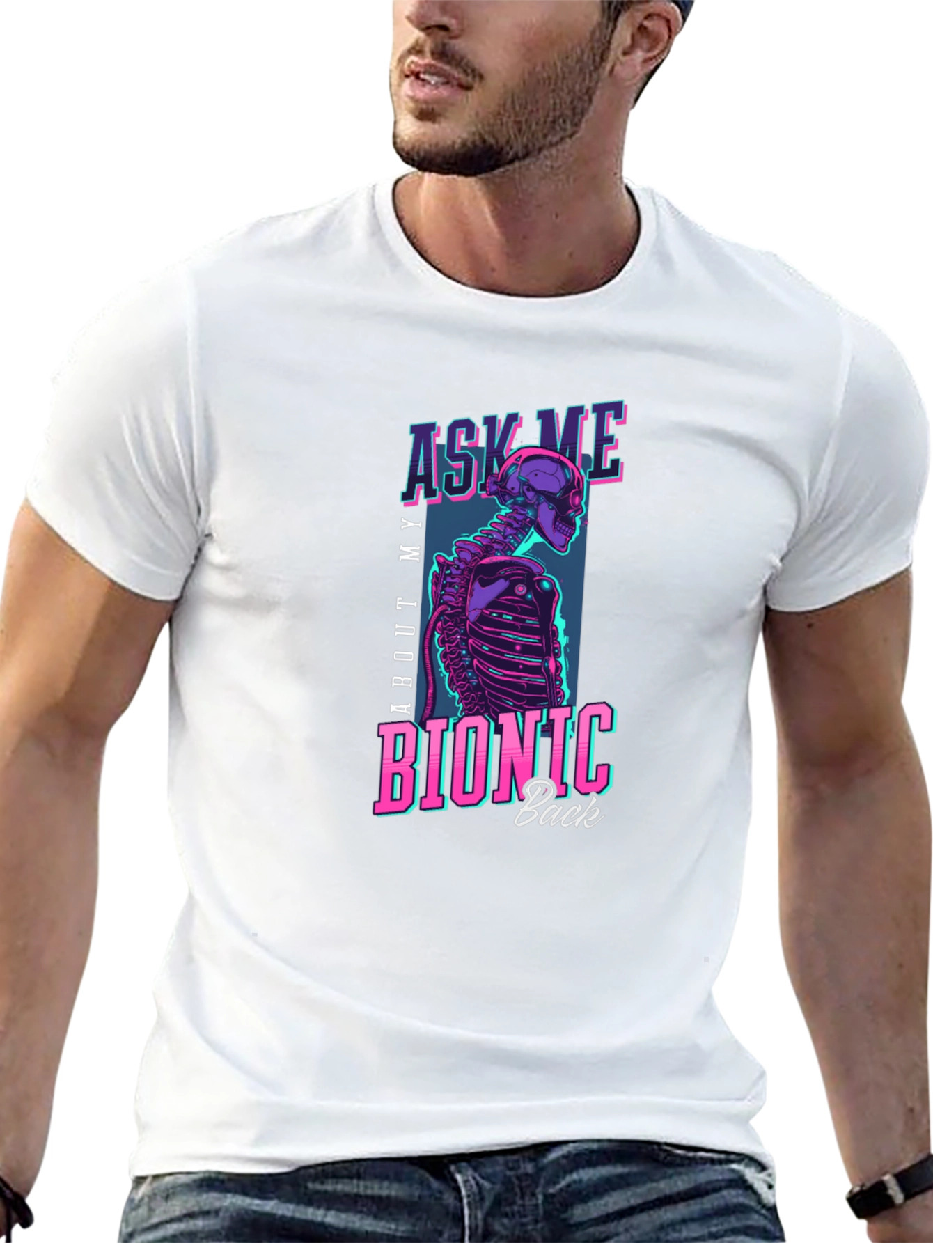 Bionic Back T-Shirt - Cyberpunk Skeleton Tee