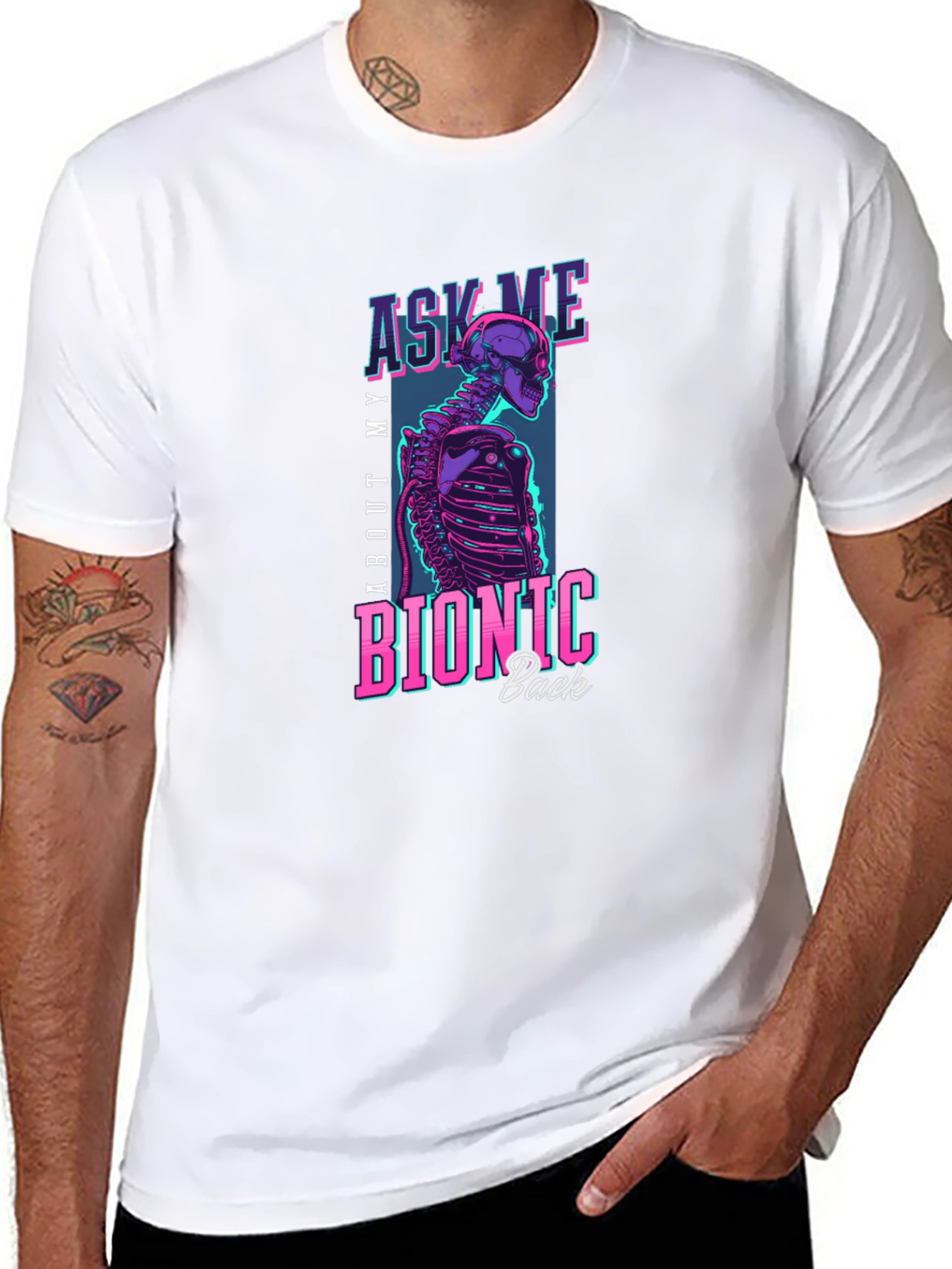 Bionic Back T-Shirt - Cyberpunk Skeleton Tee