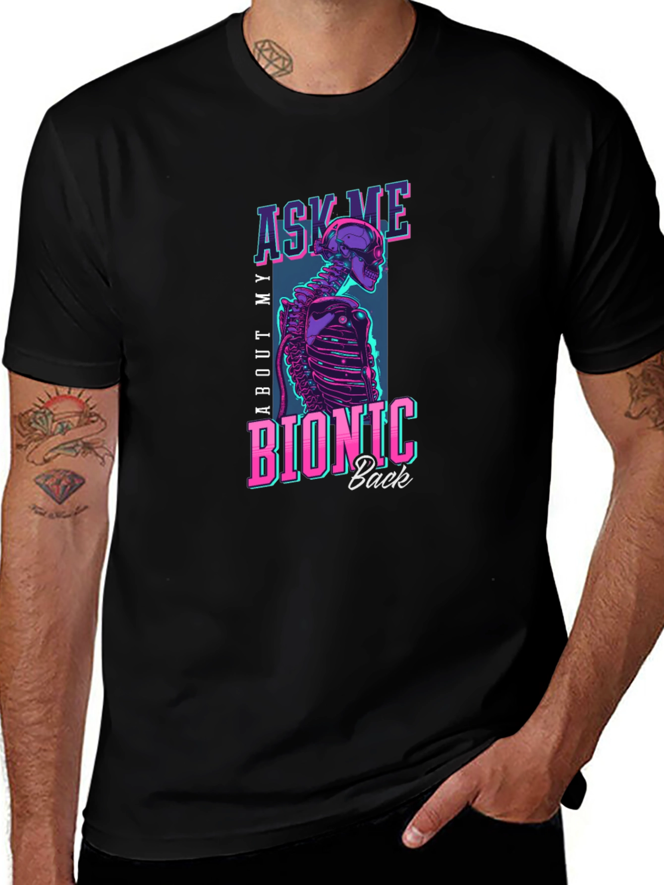 Bionic Back T-Shirt - Cyberpunk Skeleton Tee