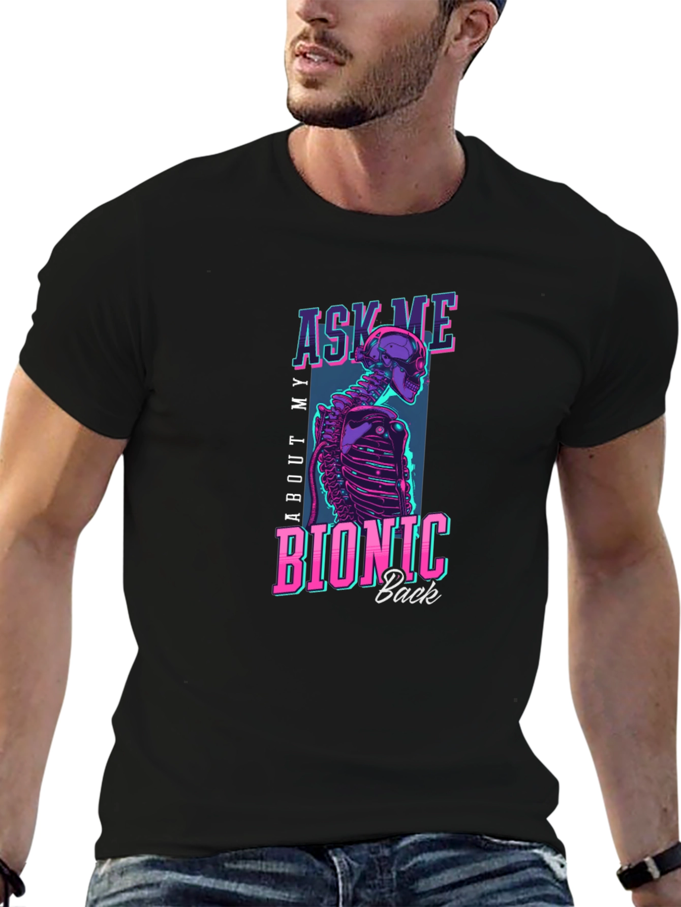 Bionic Back T-Shirt - Cyberpunk Skeleton Tee