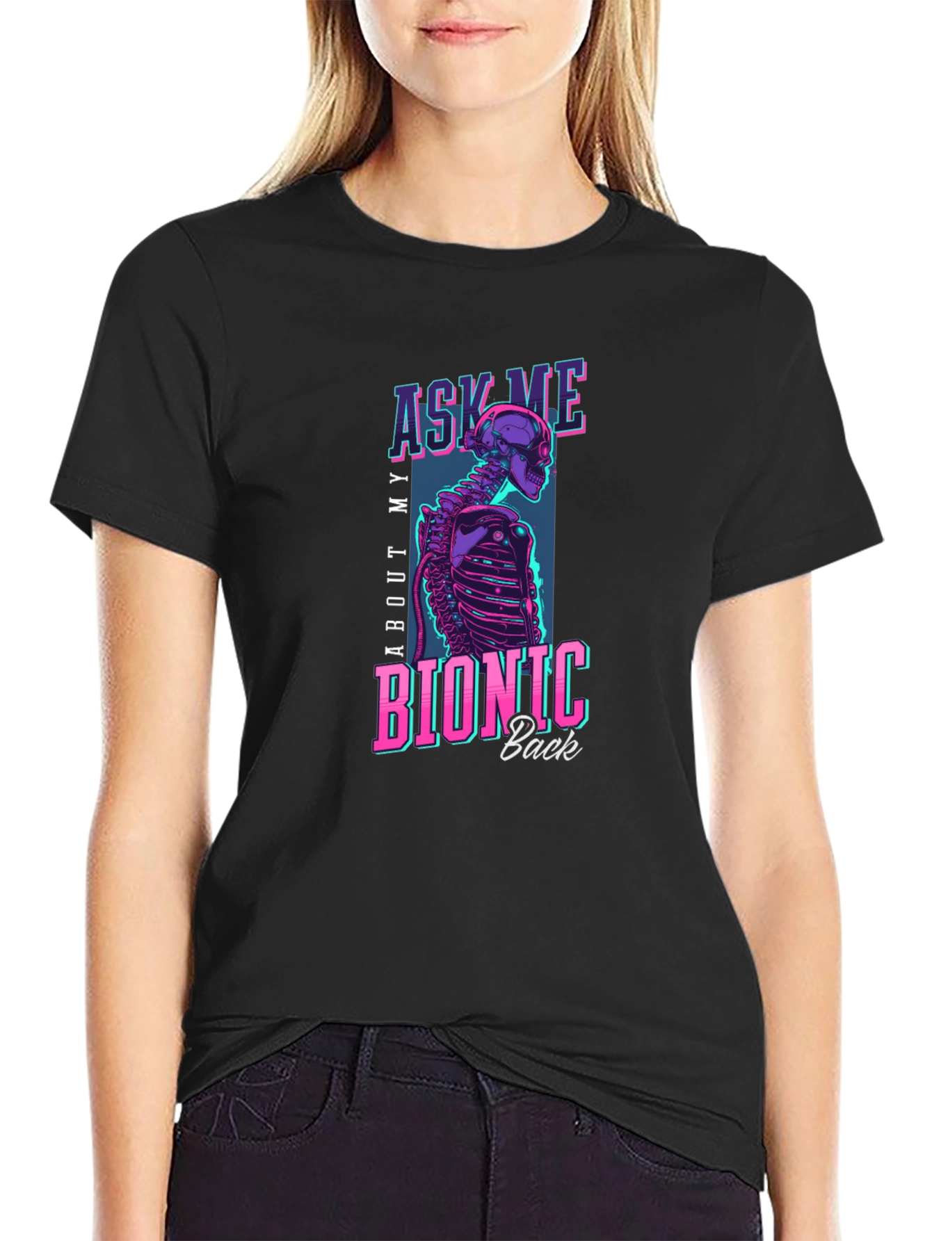 Bionic Back T-Shirt - Cyberpunk Skeleton Tee