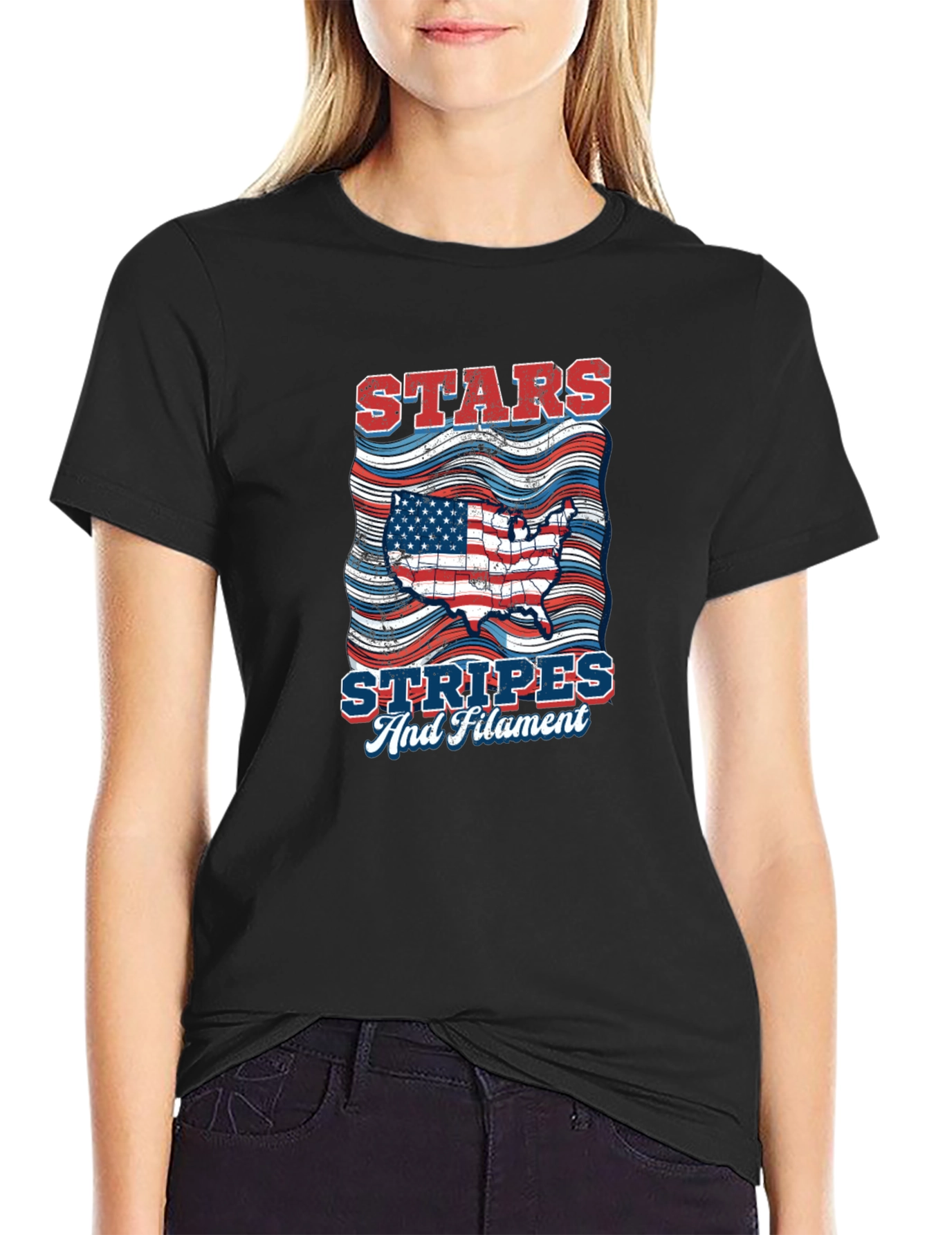 Stars Stripes & Filament Patriotic T-Shirt