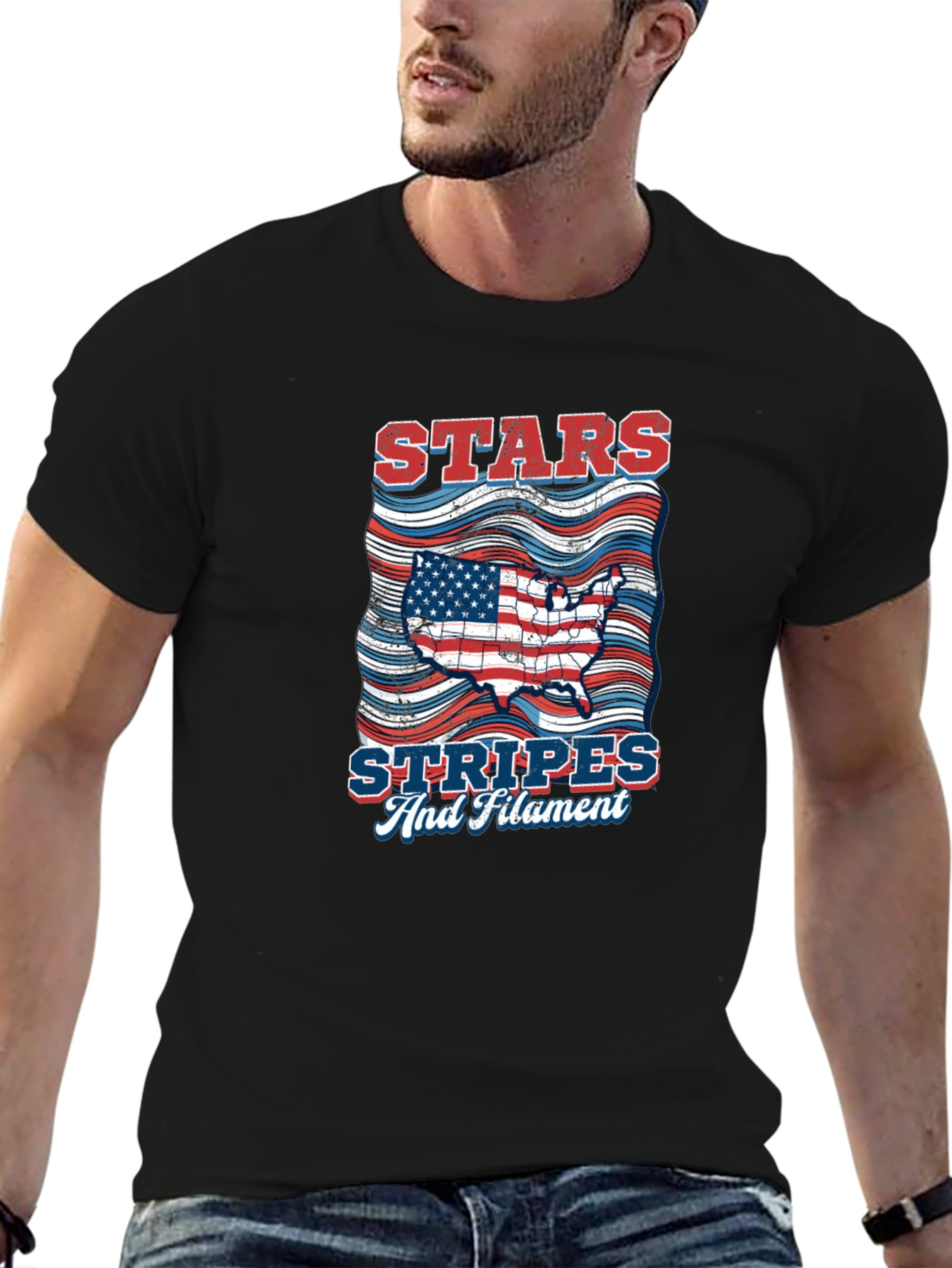 Stars Stripes & Filament Patriotic T-Shirt