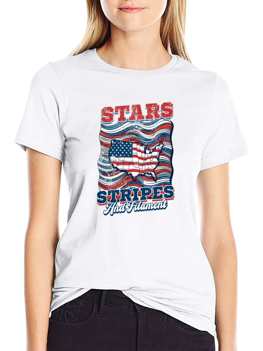 Stars Stripes & Filament Patriotic T-Shirt