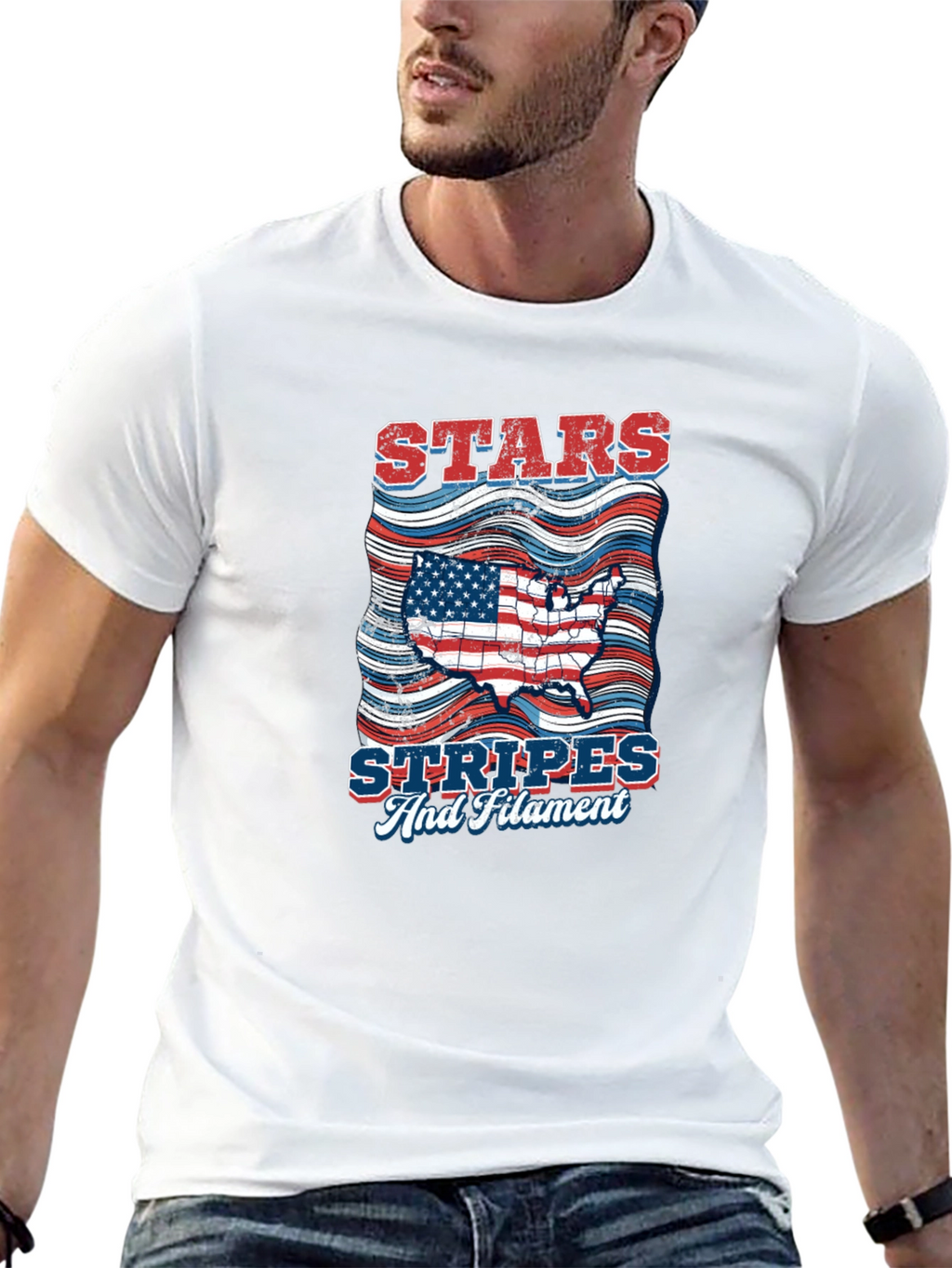 Stars Stripes & Filament Patriotic T-Shirt