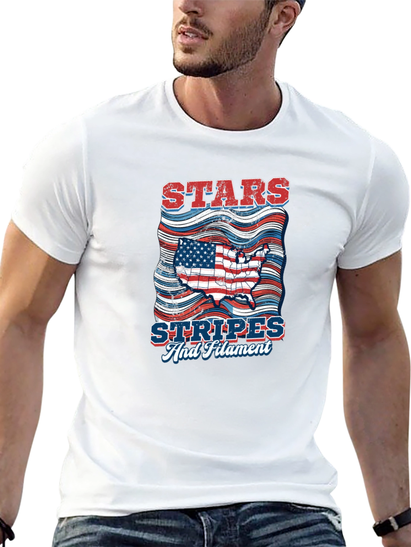 Stars Stripes & Filament Patriotic T-Shirt