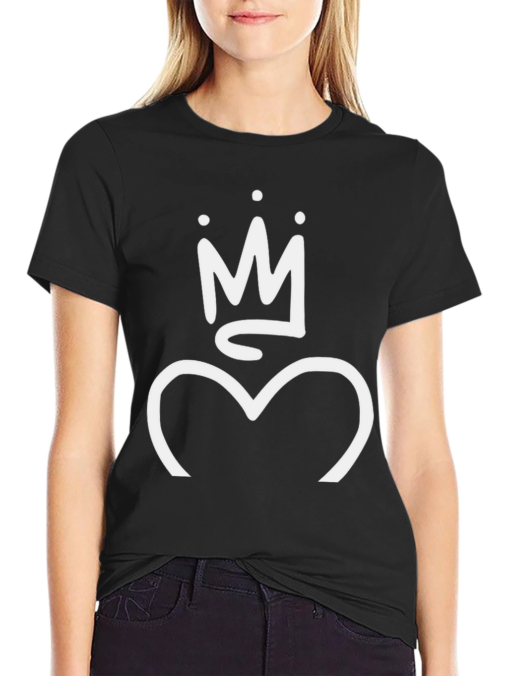 Crown Heart Graphic T-Shirt - Casual Cotton Tee