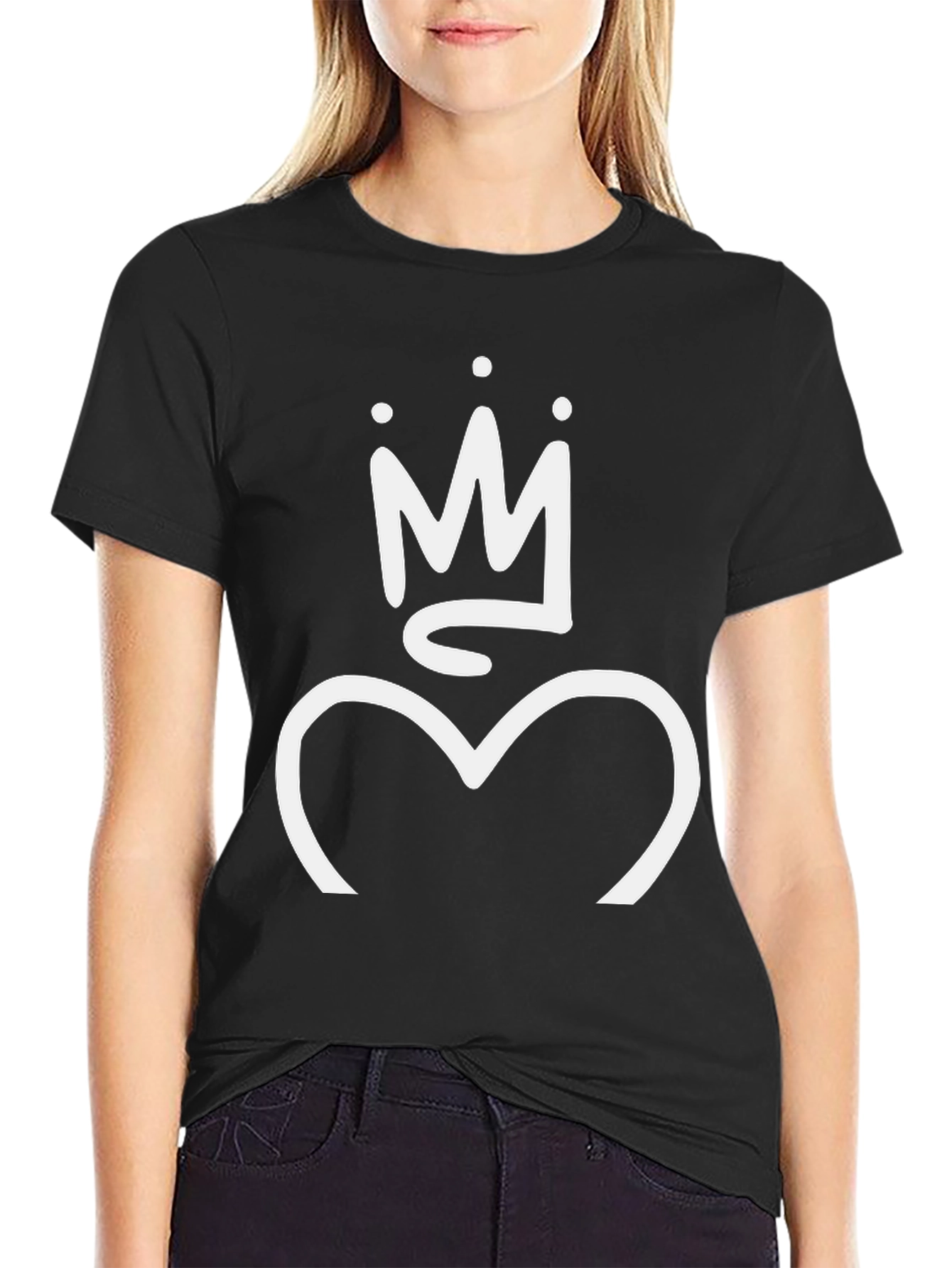 Crown Heart Graphic T-Shirt - Casual Cotton Tee