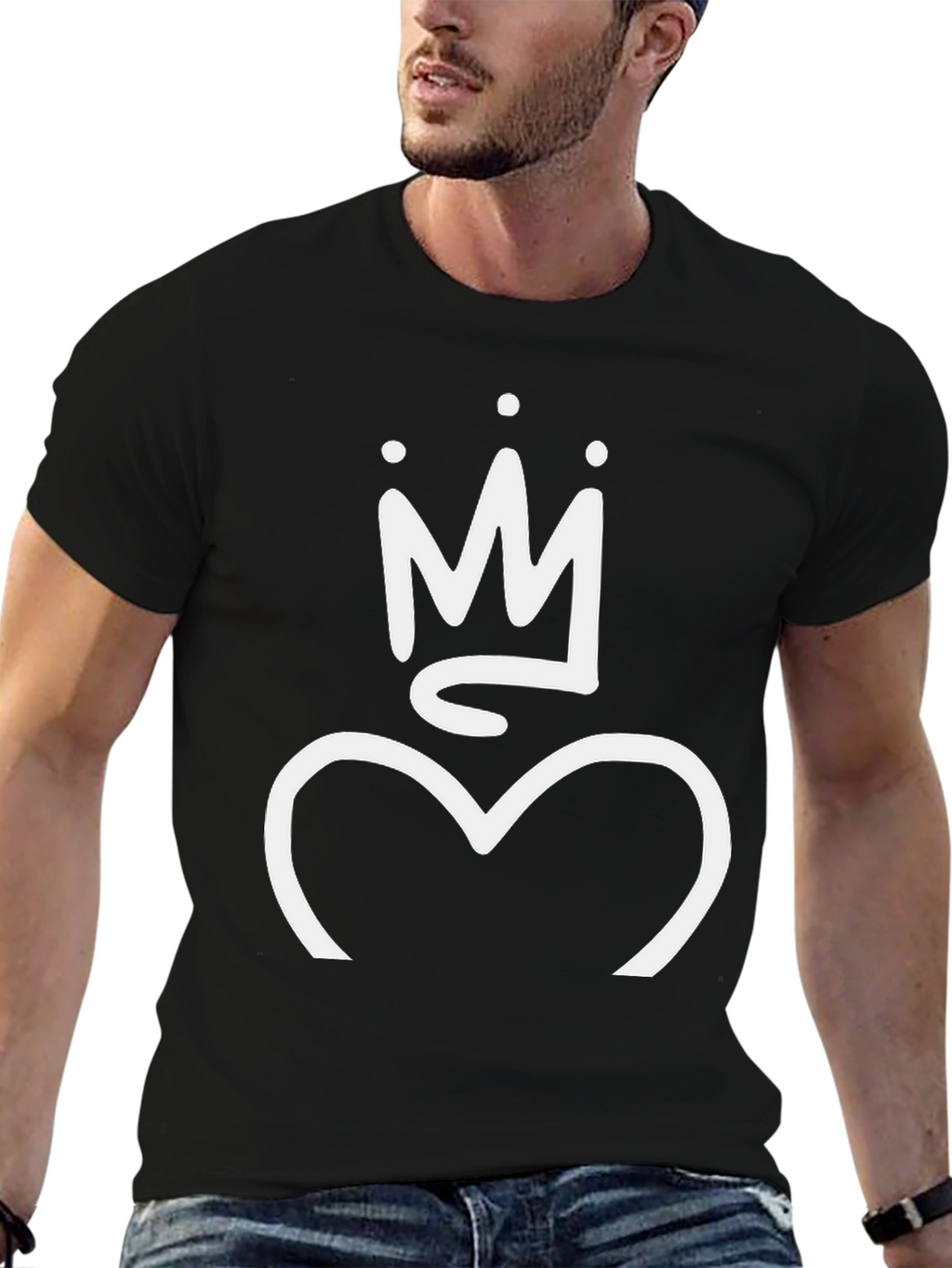 Crown Heart Graphic T-Shirt - Casual Cotton Tee
