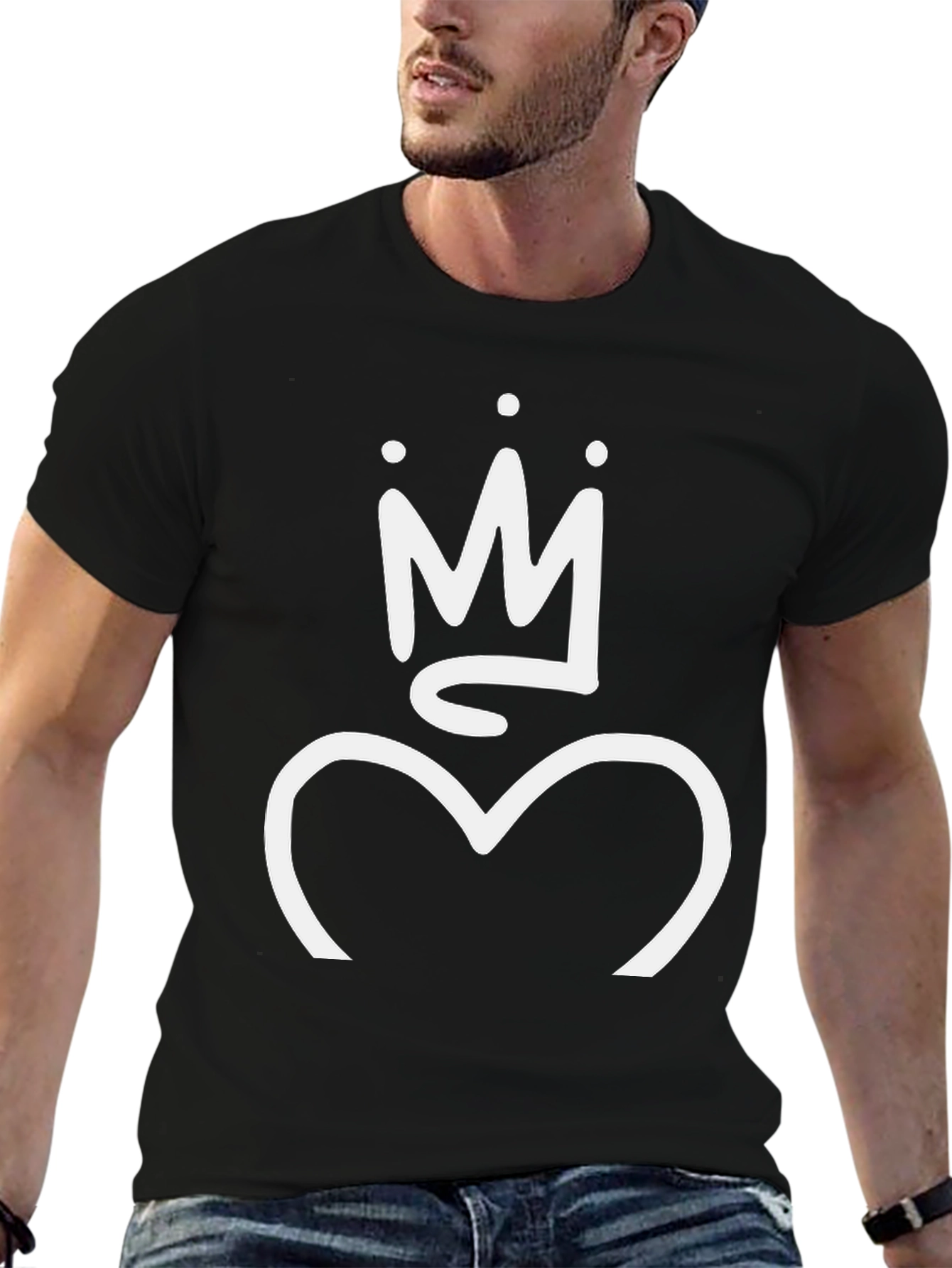 Crown Heart Graphic T-Shirt - Casual Cotton Tee