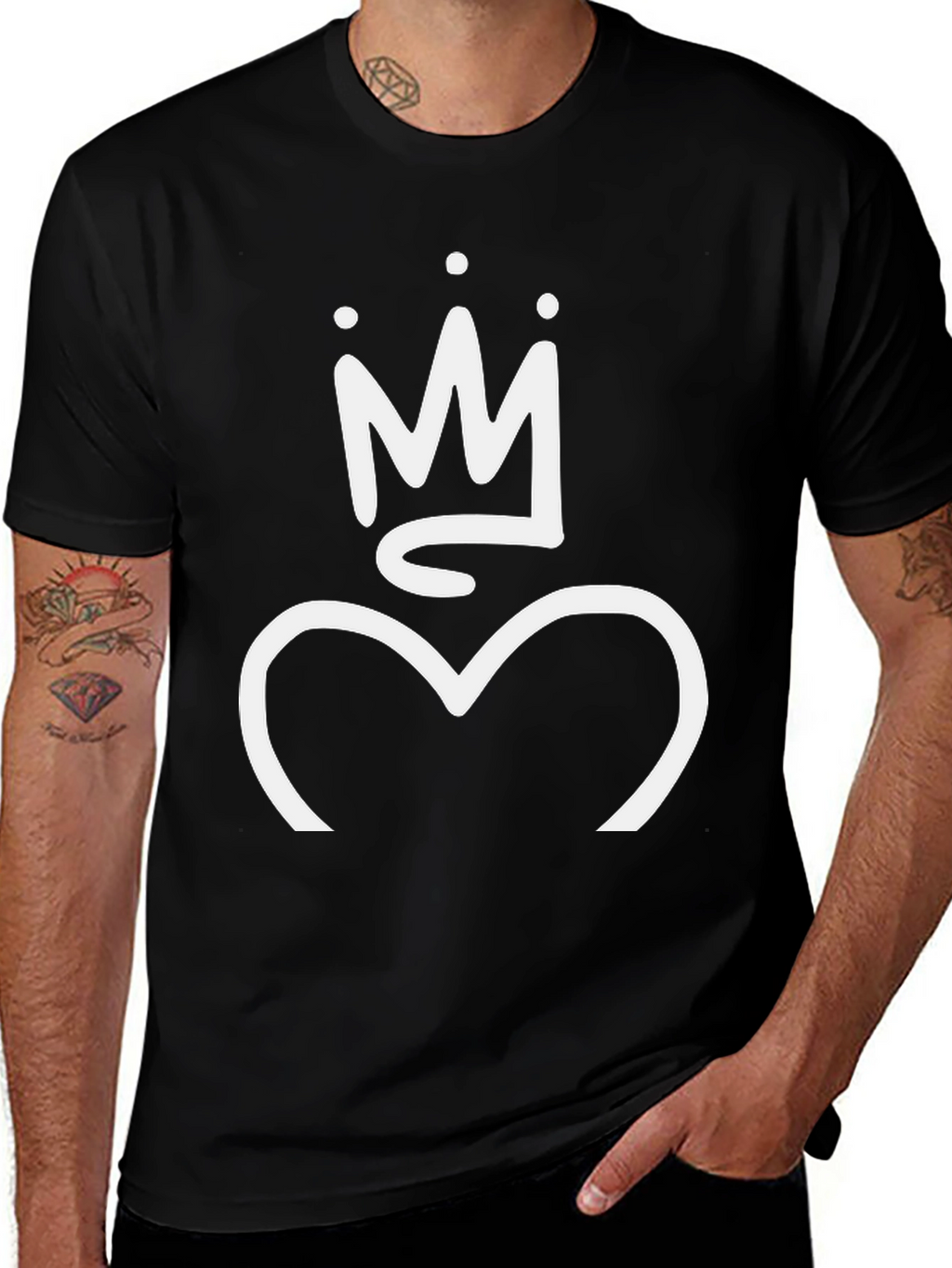 Crown Heart Graphic T-Shirt - Casual Cotton Tee