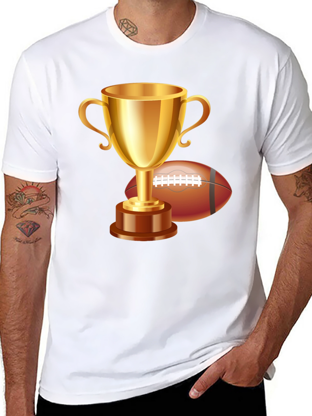 Trophy & Football Graphic T-Shirt - Black
