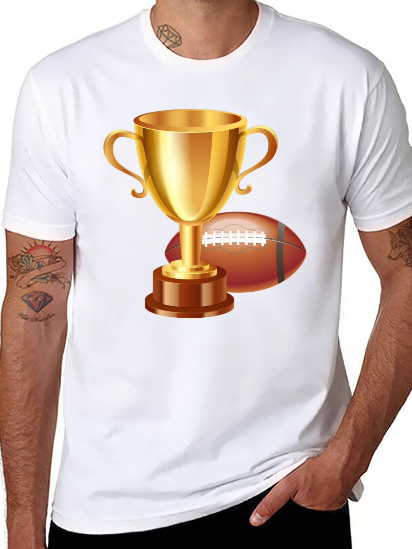 Trophy & Football Graphic T-Shirt - Black