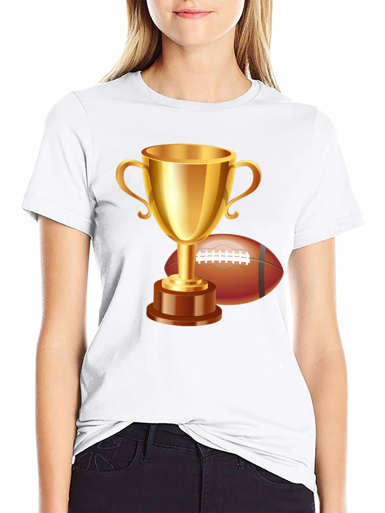 Trophy & Football Graphic T-Shirt - Black
