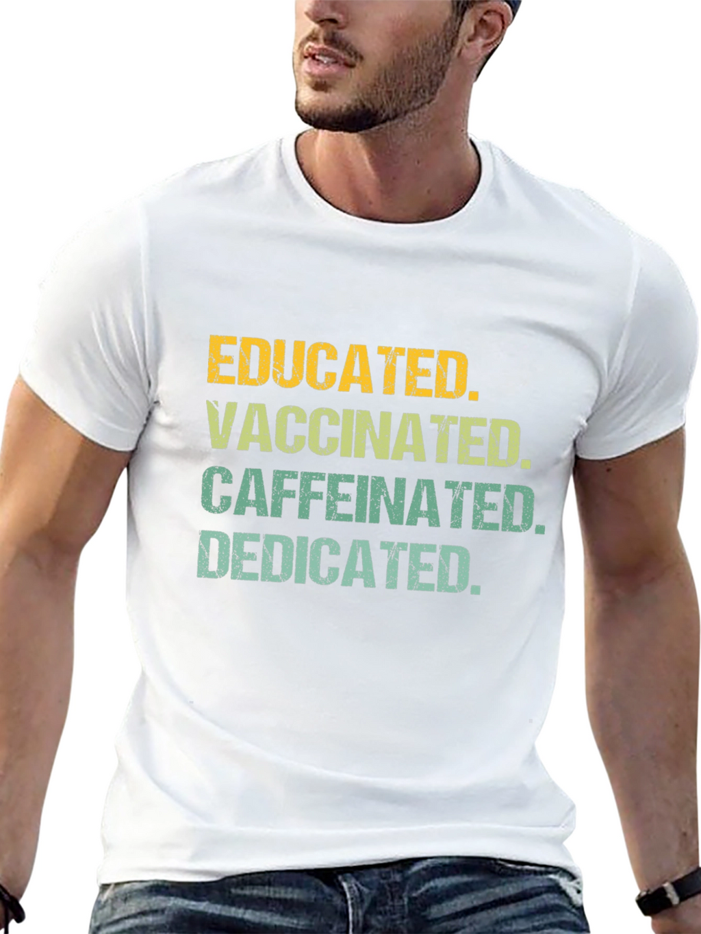 Educated Vaccinated Caffeinated Dedicated Tee