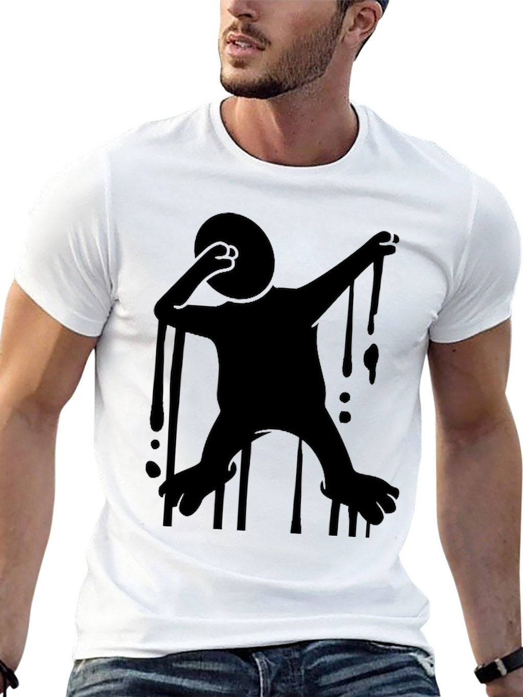 Silhouette Dabbing Creature Black T-Shirt