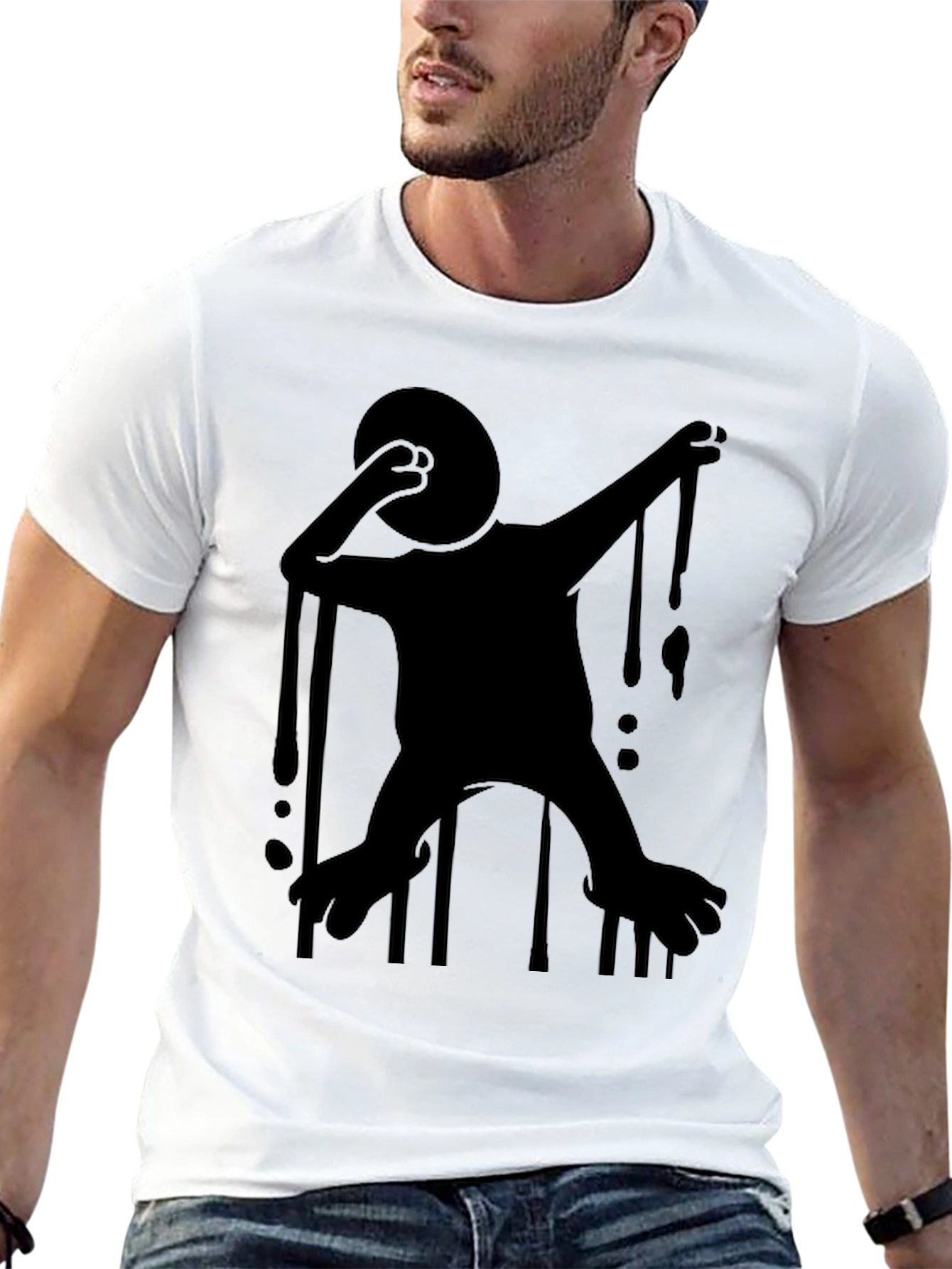Silhouette Dabbing Creature Black T-Shirt