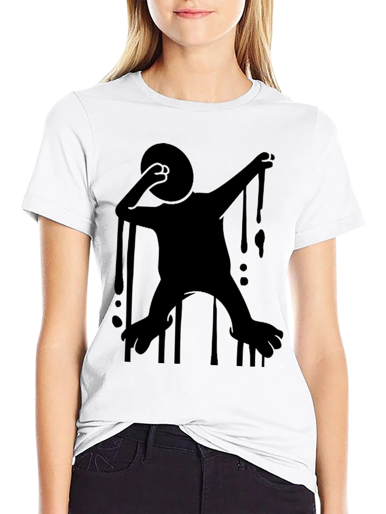 Silhouette Dabbing Creature Black T-Shirt