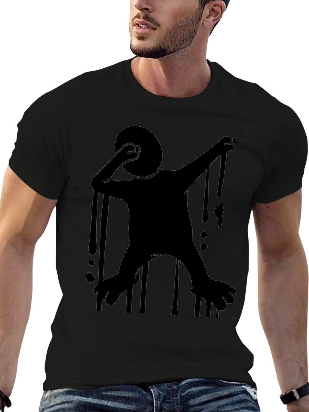 Silhouette Dabbing Creature Black T-Shirt
