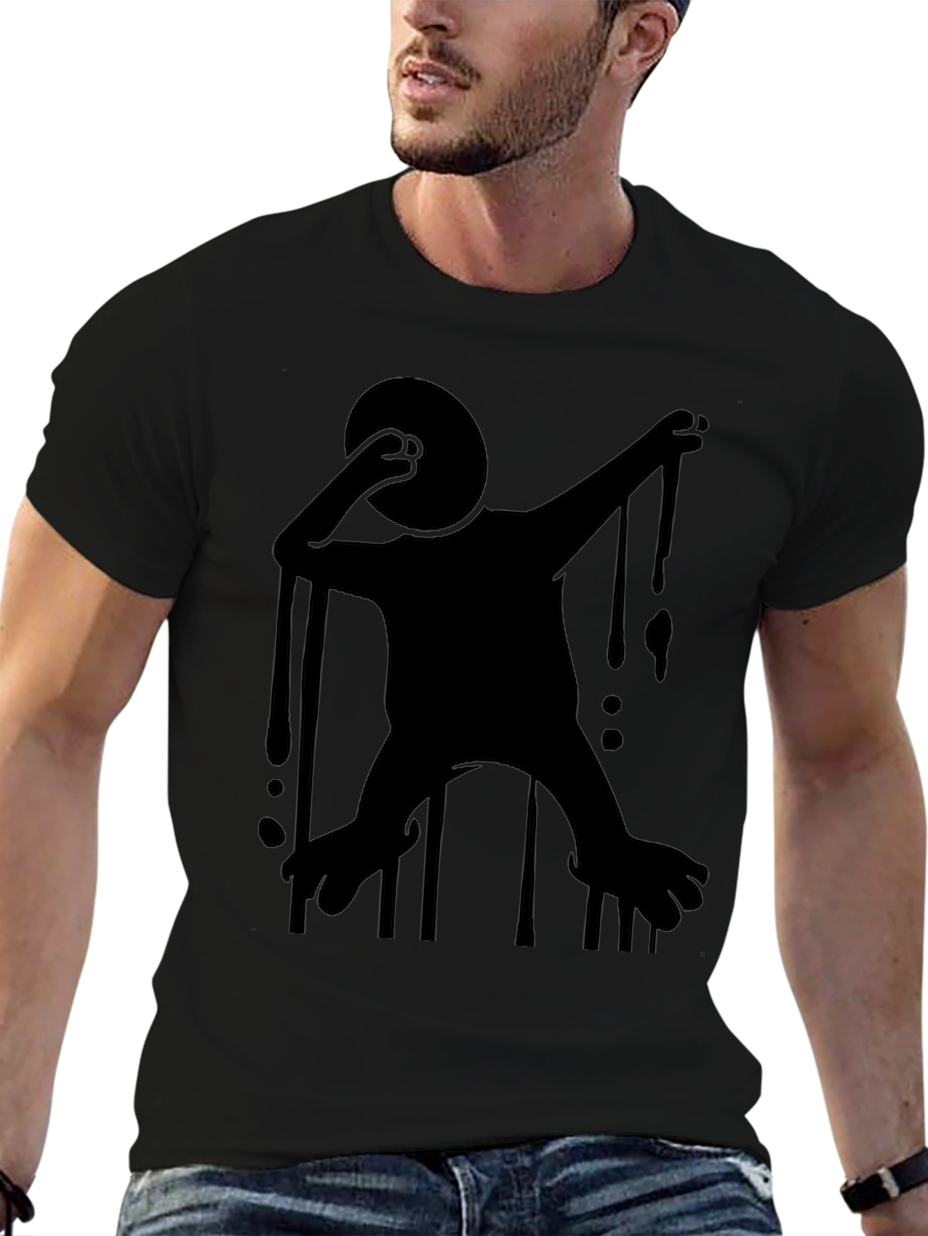 Silhouette Dabbing Creature Black T-Shirt
