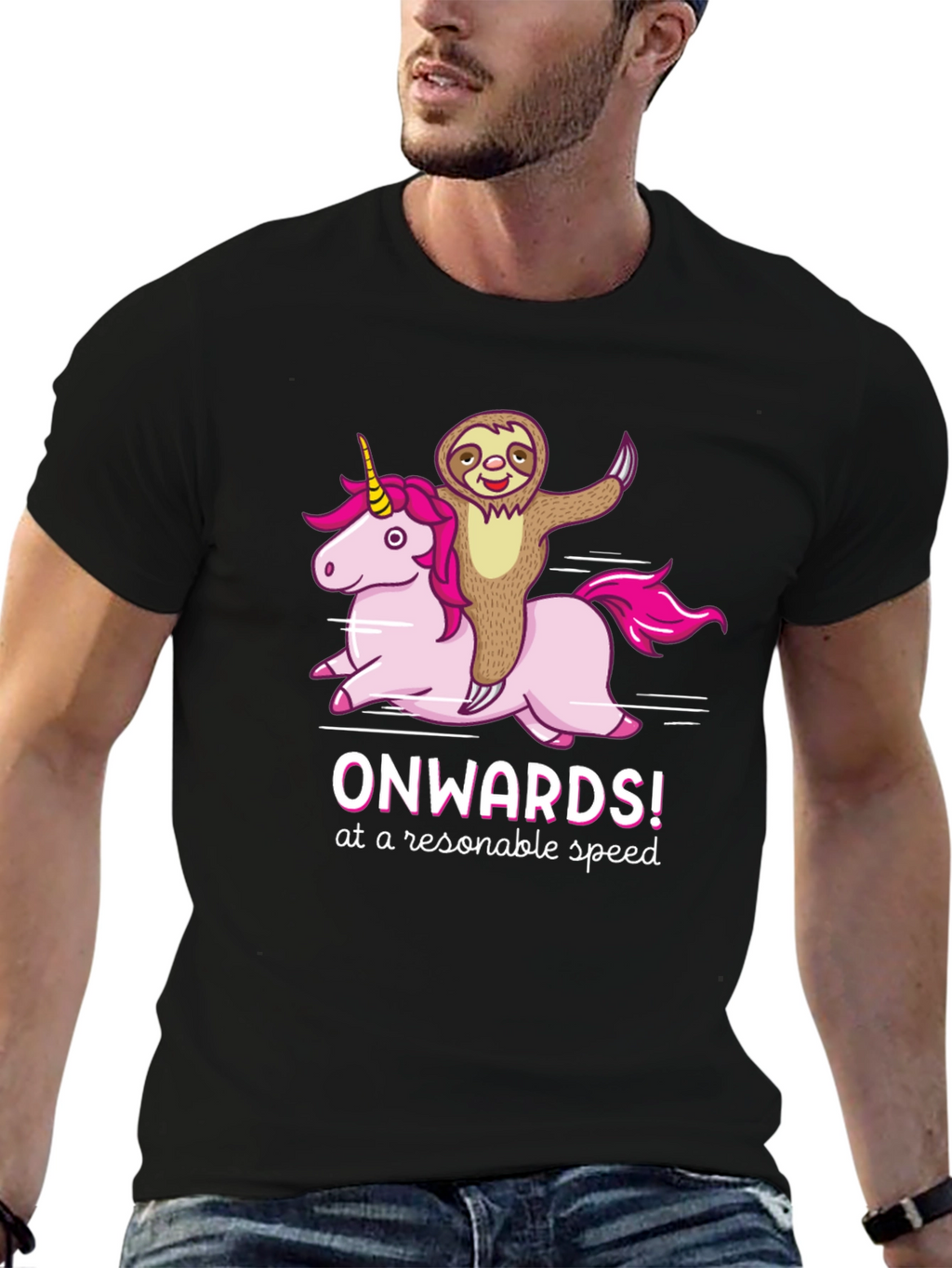 Sloth Riding Unicorn T-Shirt - Onwards!