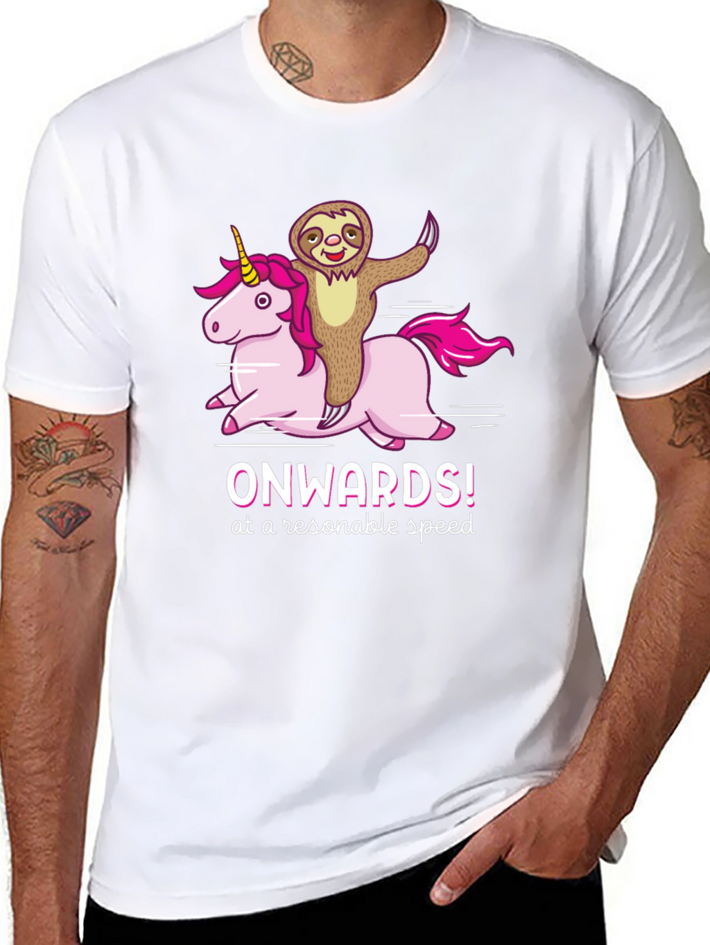 Sloth Riding Unicorn T-Shirt - Onwards!