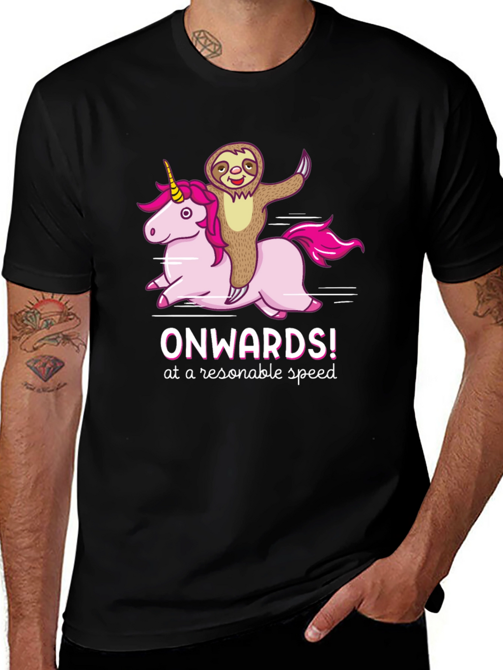 Sloth Riding Unicorn T-Shirt - Onwards!