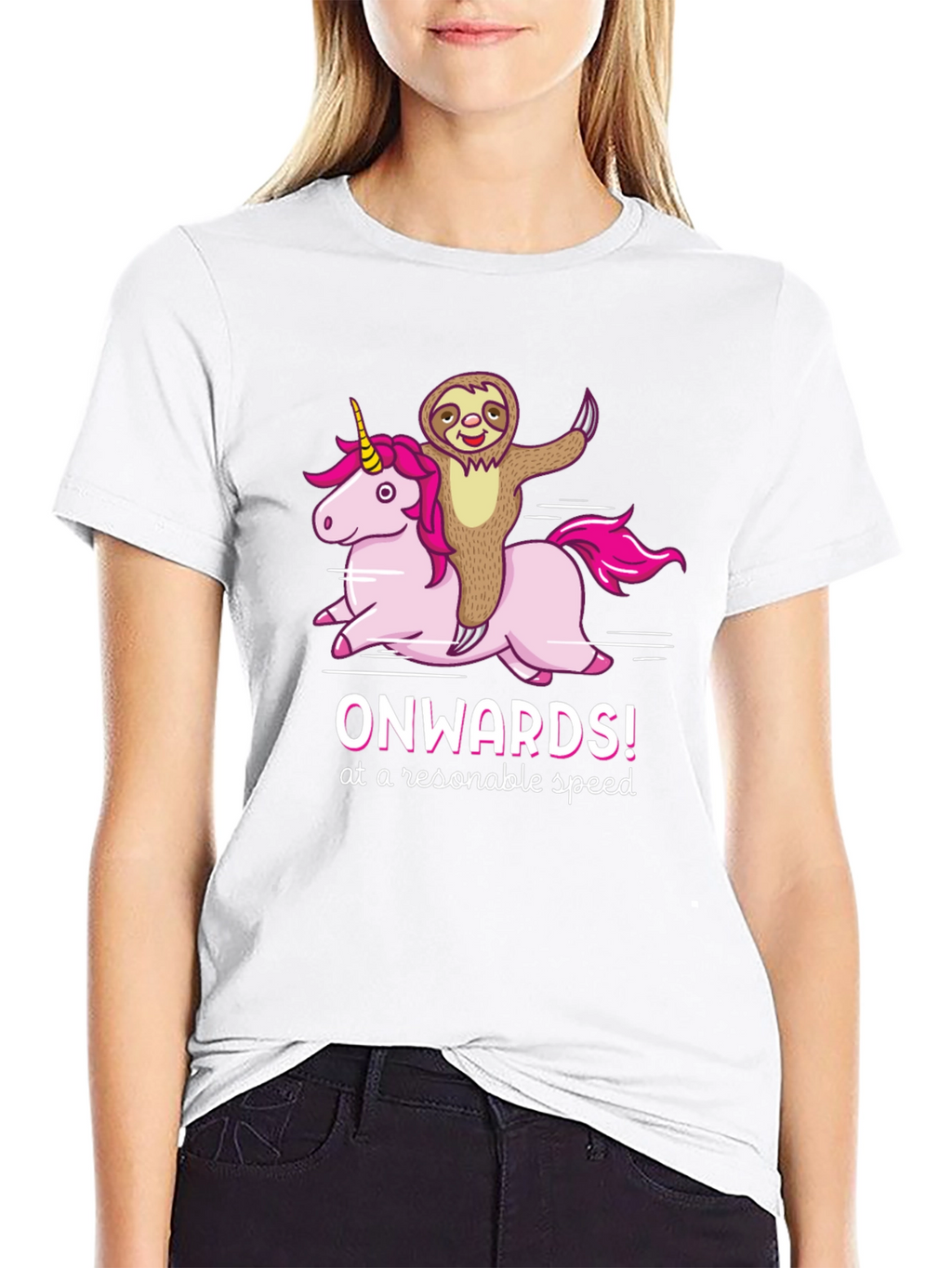 Sloth Riding Unicorn T-Shirt - Onwards!