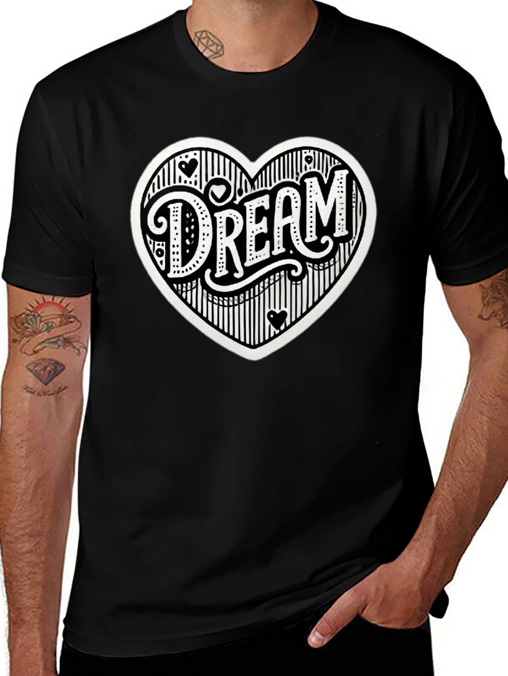 Dream Heart Graphic Tee - Casual Black T-Shirt