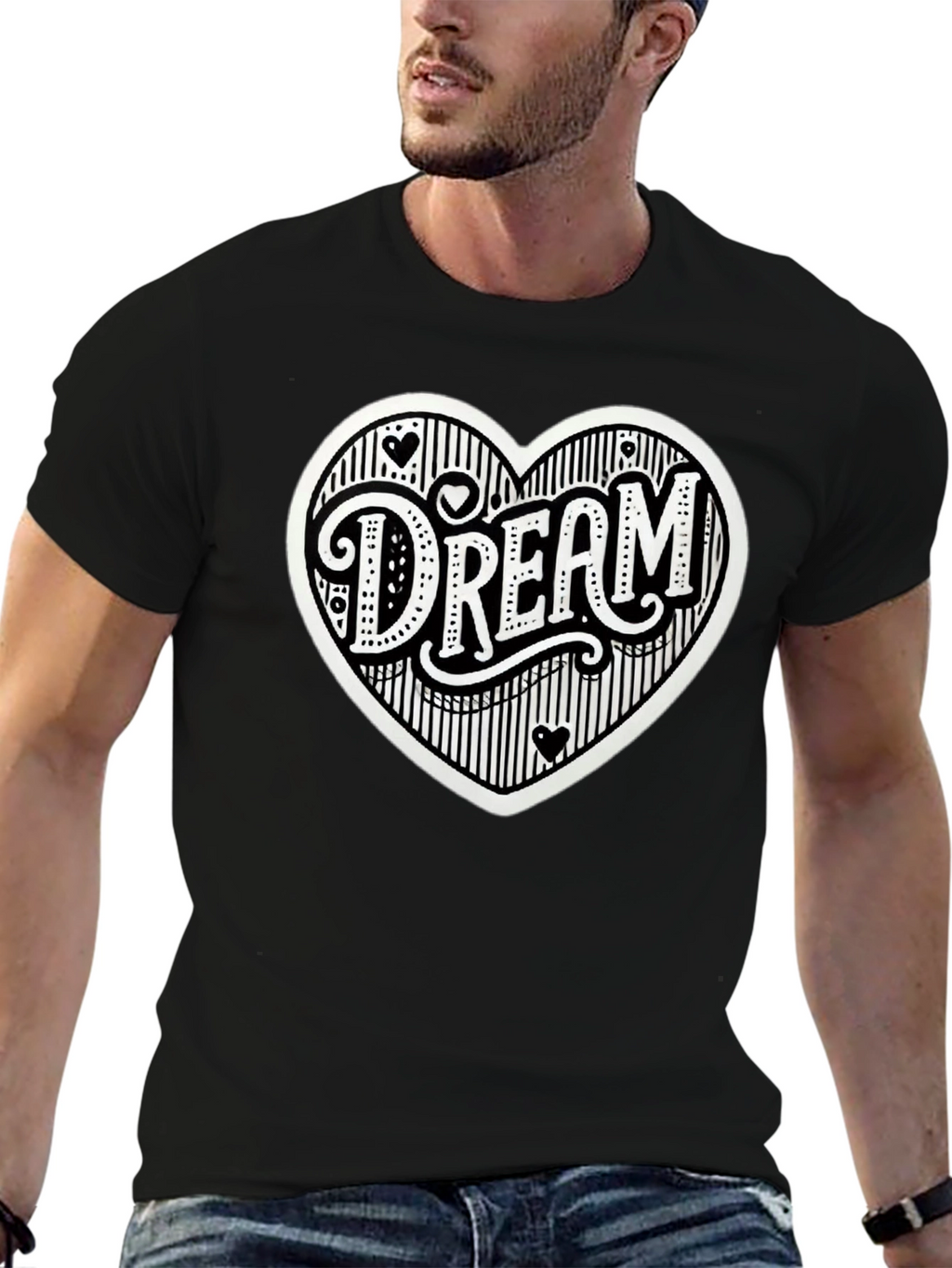 Dream Heart Graphic Tee - Casual Black T-Shirt
