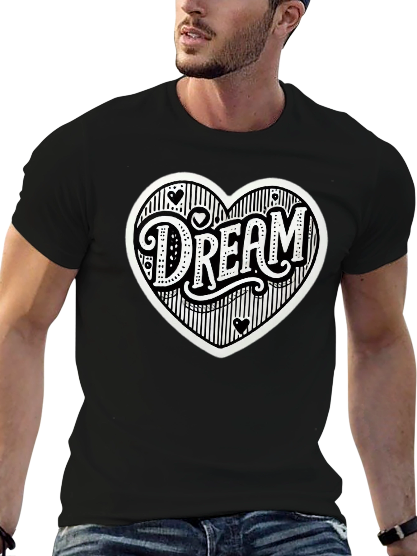 Dream Heart Graphic Tee - Casual Black T-Shirt