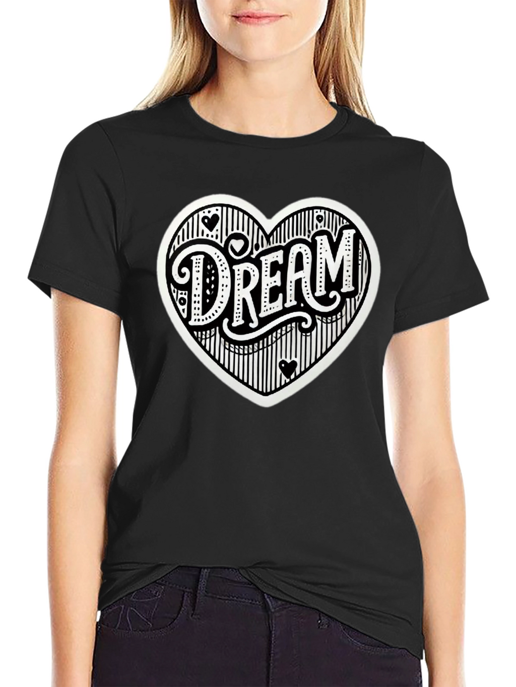 Dream Heart Graphic Tee - Casual Black T-Shirt
