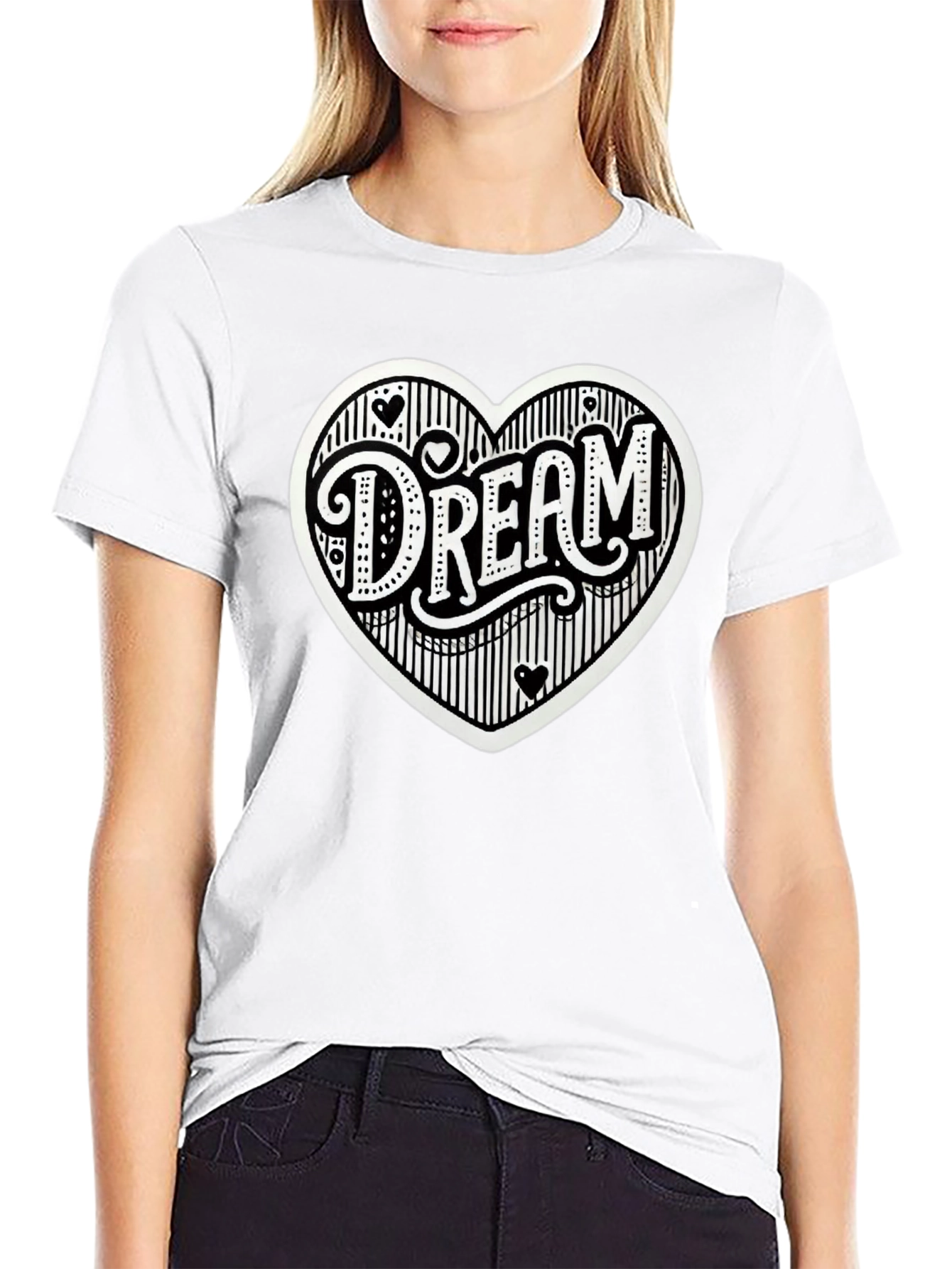 Dream Heart Graphic Tee - Casual Black T-Shirt