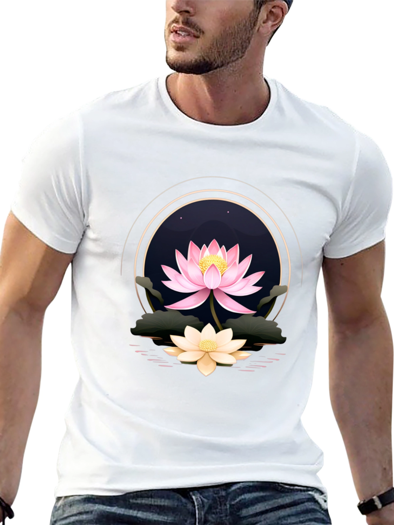 Lotus Flower Graphic Tee - Elegant Floral Design