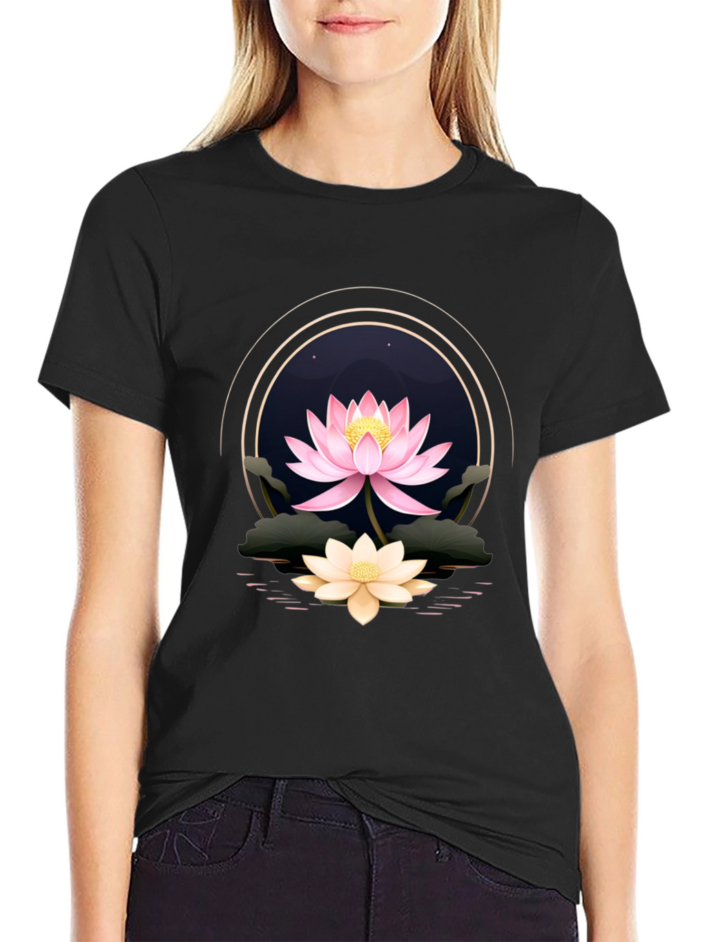 Lotus Flower Graphic Tee - Elegant Floral Design