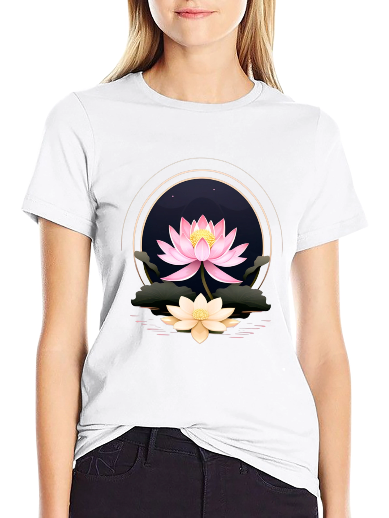 Lotus Flower Graphic Tee - Elegant Floral Design