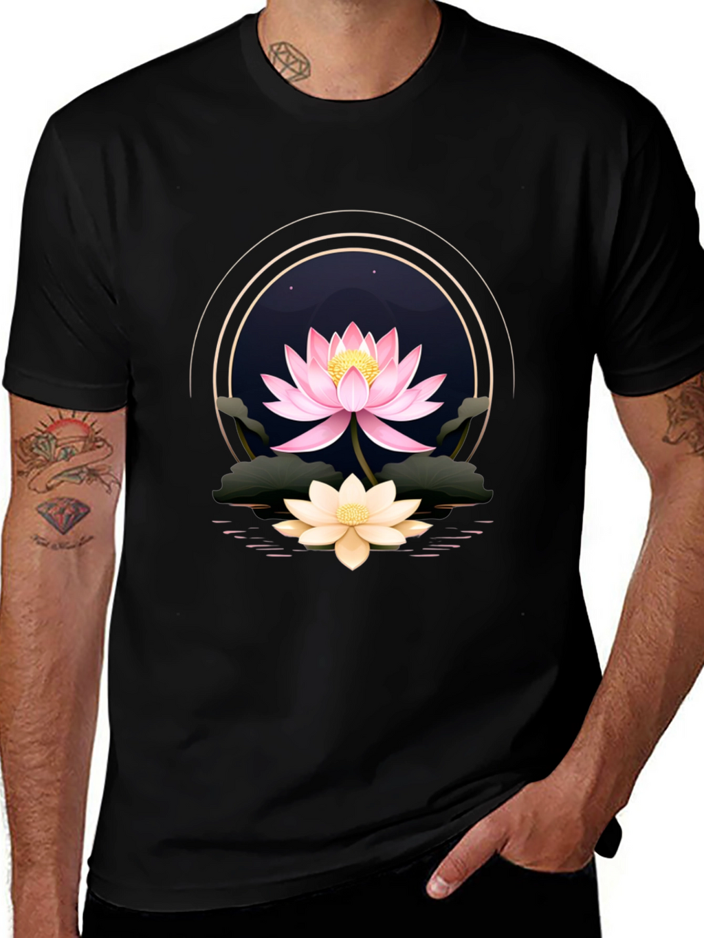 Lotus Flower Graphic Tee - Elegant Floral Design