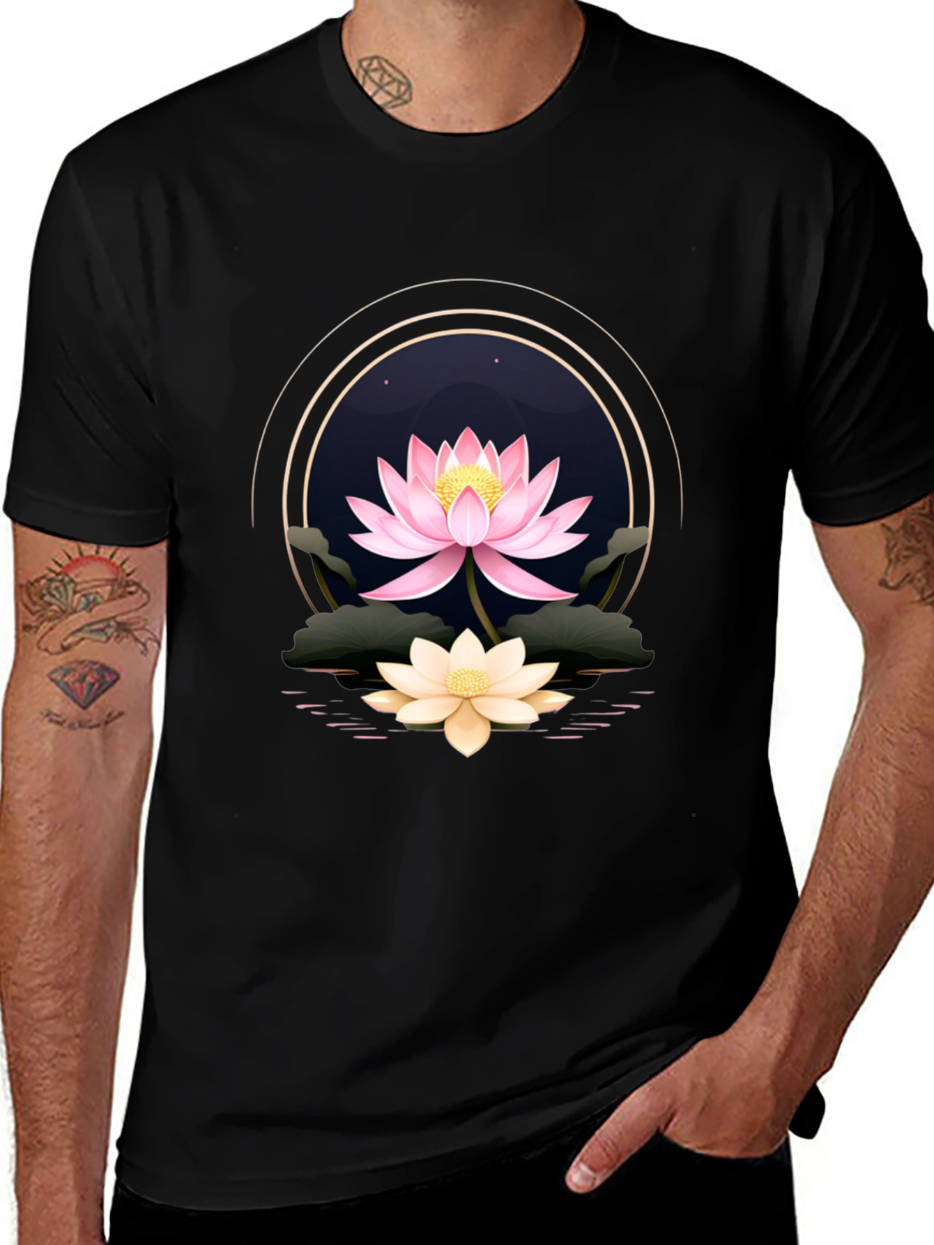 Lotus Flower Graphic Tee - Elegant Floral Design