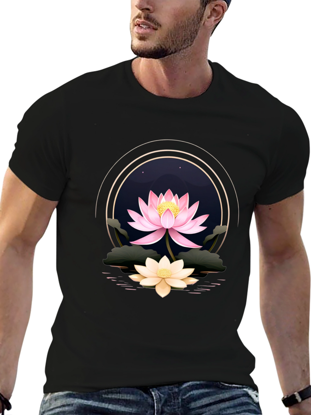 Lotus Flower Graphic Tee - Elegant Floral Design