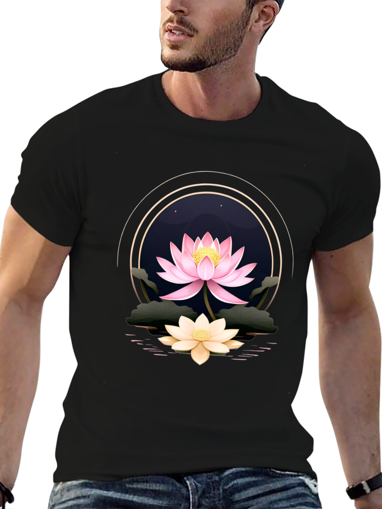 Lotus Flower Graphic Tee - Elegant Floral Design